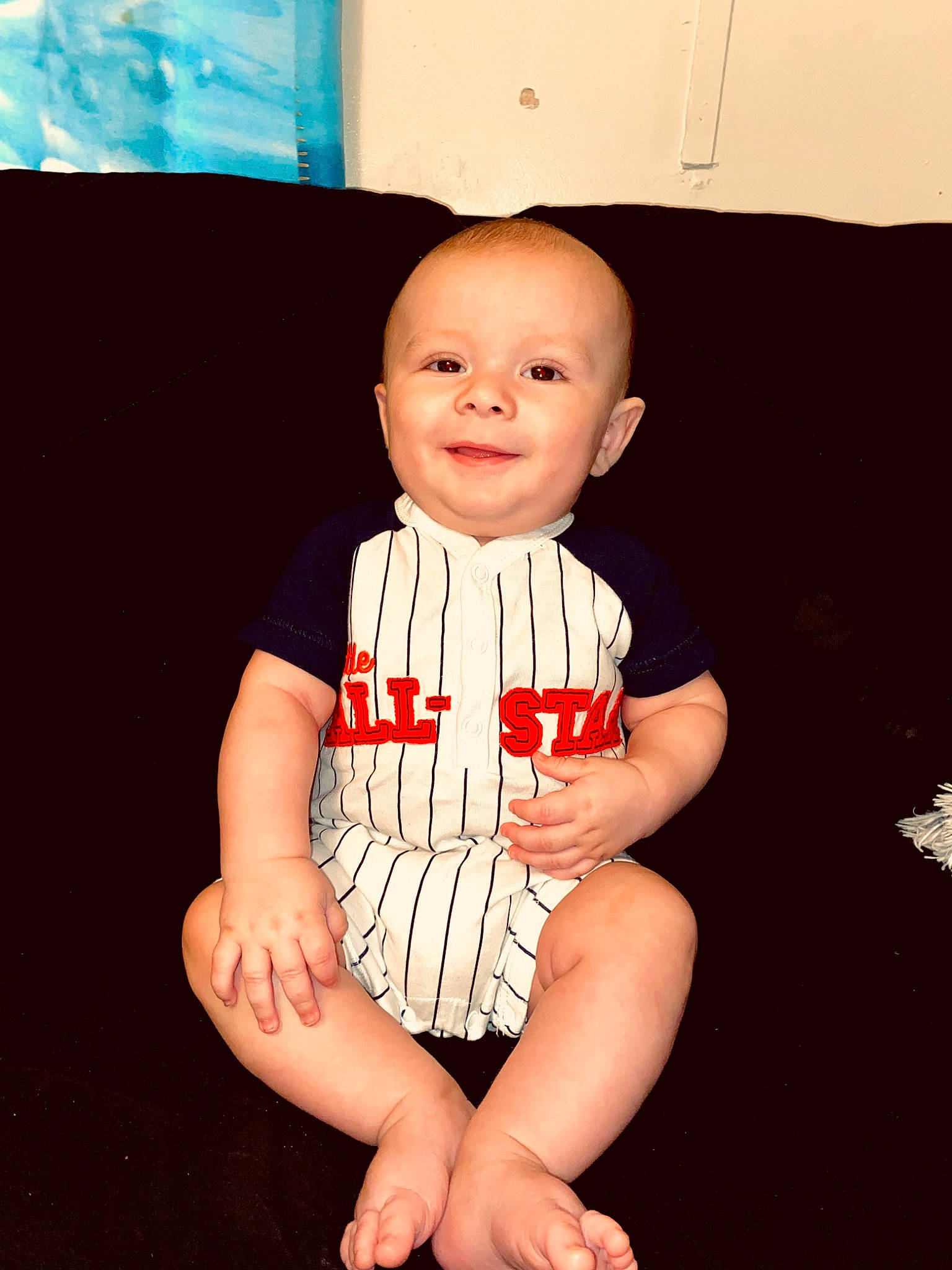 Brantlee is registered to the contest to win money with this photo: baby, baby_toddler_clothing, cheek, chin, elbow, eye, face, finger, flash_photography, flooring, hair, happy, head, human_body, joy, knee, person, sleeve, smile, thigh