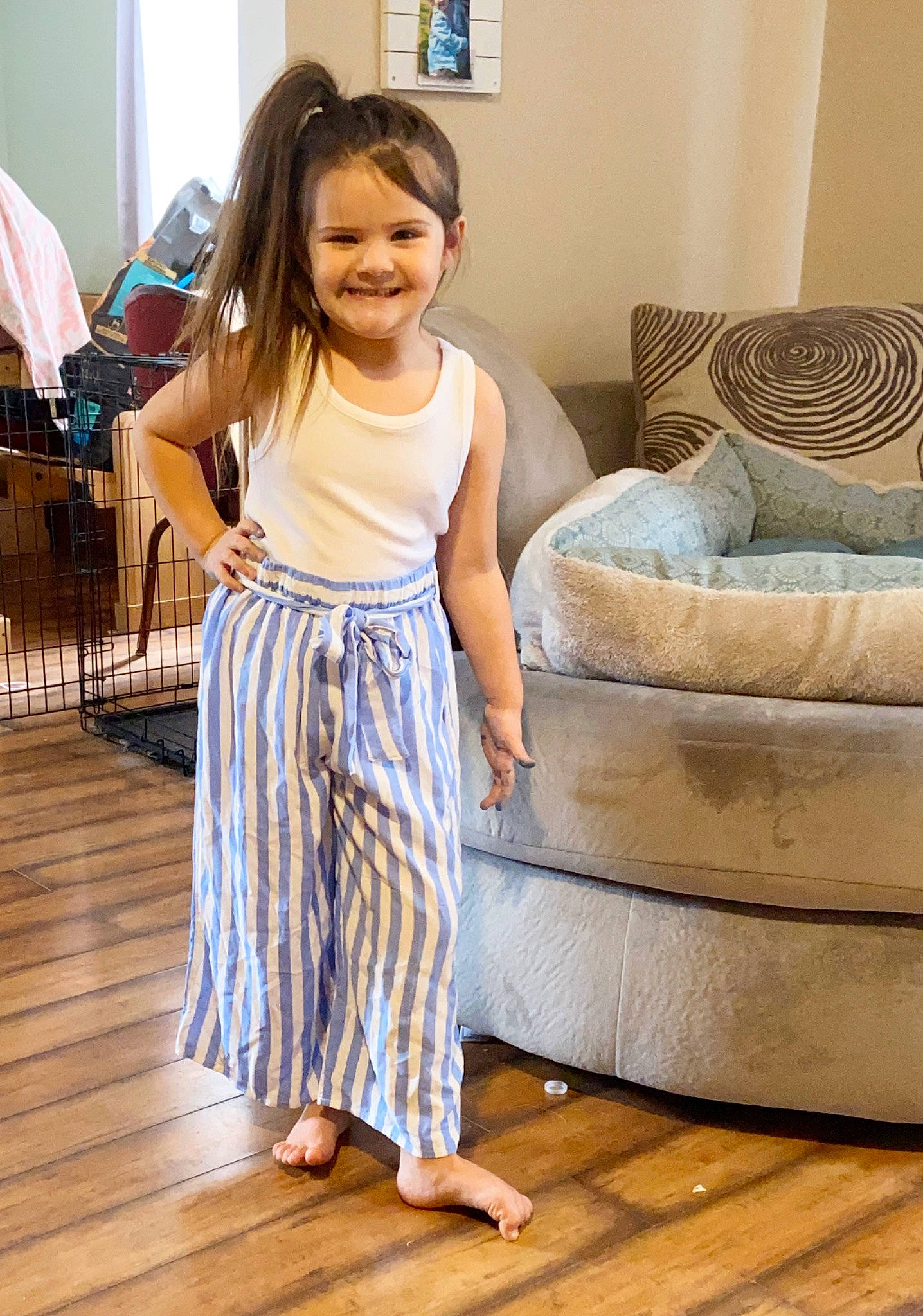 Peightyn joined the competition — help win amazing prizes! child, clothing, dress, floor, flooring, furniture, joy, leg, neck, pattern, person, room, shoe, sitting, toddler, trunk, waist, wood, wood_flooring