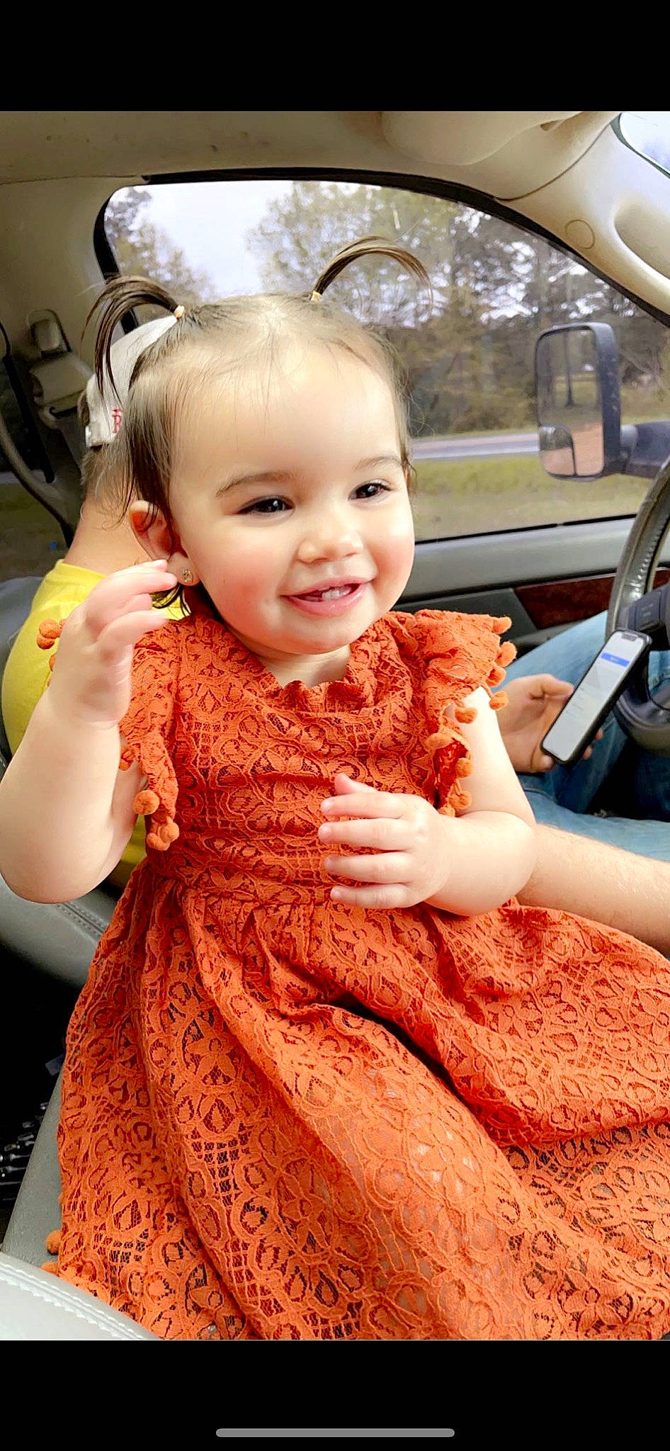 Emori joined the competition — help win amazing prizes! beauty, child, day_dress, dress, finger, fun, gesture, hairstyle, hand, happy, human, joy, lip, motor_vehicle, people, person, pink, skin, smile, steering_wheel