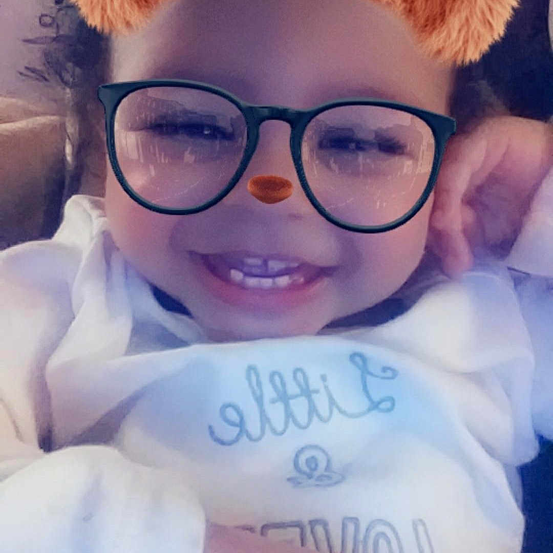 Jaxon joined the competition — help win amazing prizes! cool, ear, eyewear, forehead, fur, glasses, hair, joy, nose, person, photography, red_hair, selfie, smile, stuffed_toy, teddy_bear, toy, vision_care