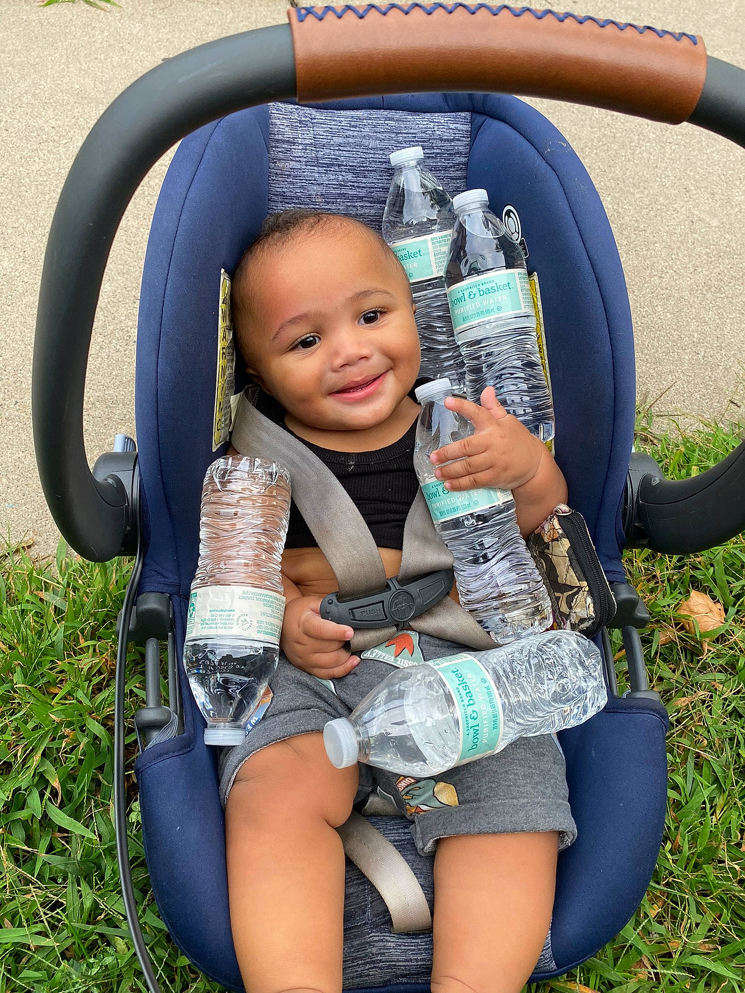 Royce joined the competition — help win amazing prizes! baby_carriage, baby_toddler_clothing, car_seat, comfort, eye, finger, fun, grass, happy, human_body, joy, leisure, mammal, people_in_nature, person, product, skin, smile, summer, thigh