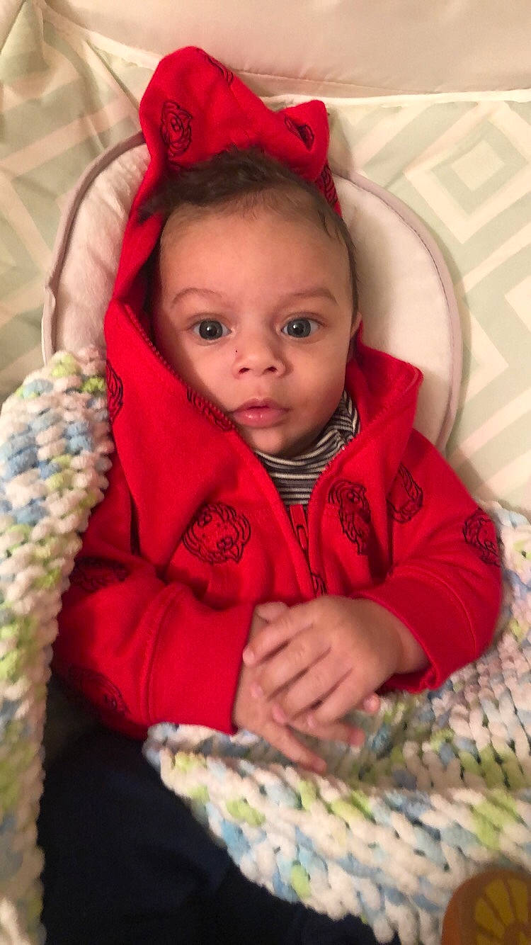 Alessio joined the competition — help win amazing prizes! baby, baby_products, blanket, cheek, child, eye, headgear, person, pink, play, skin, smile, textile, toddler, wool