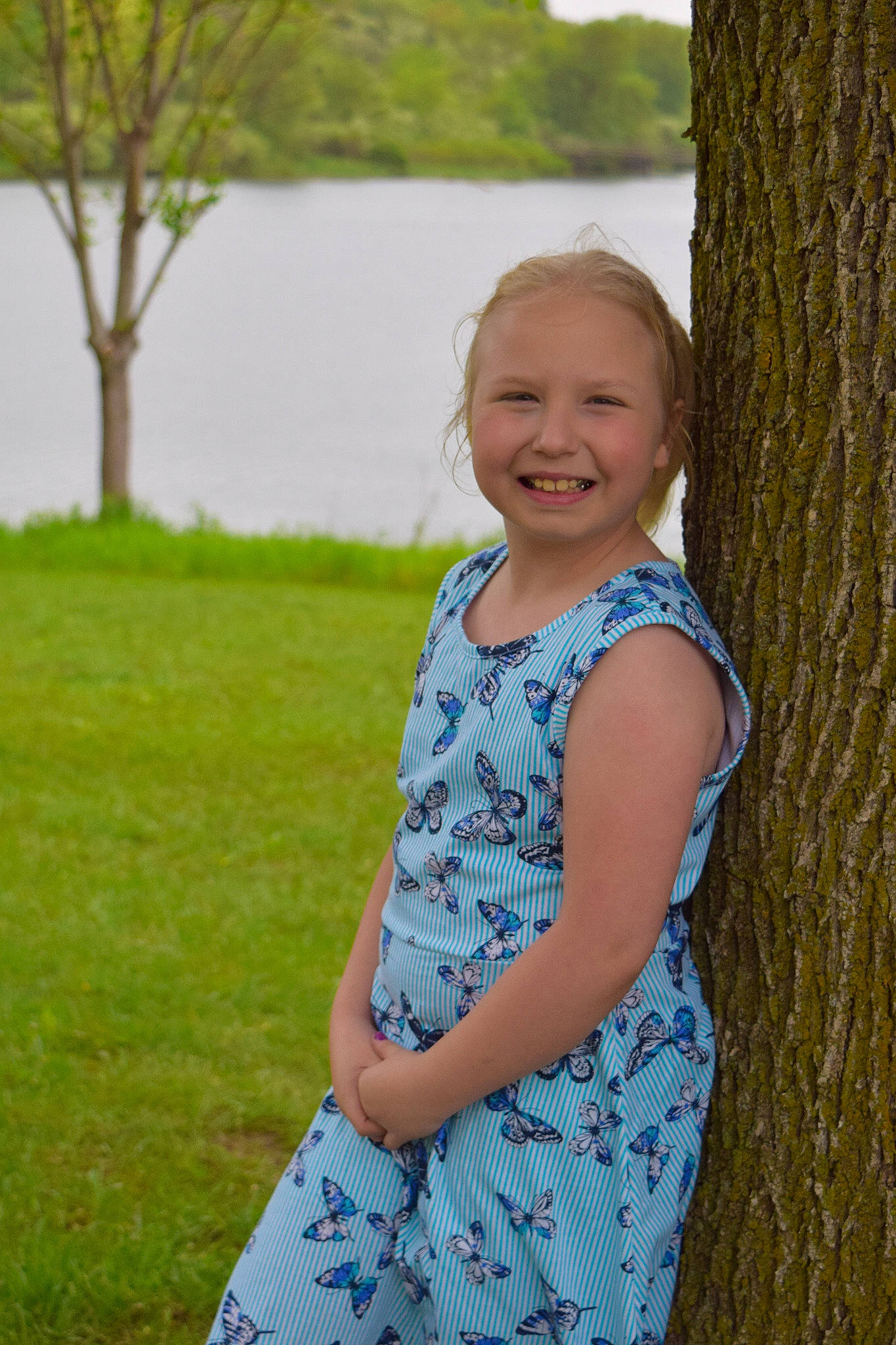 Kelsey joined the competition — help win amazing prizes! baby, child, dress, grass, happy, joy, pattern, people, person, photography, plant, smile, summer, toddler, tree, vacation