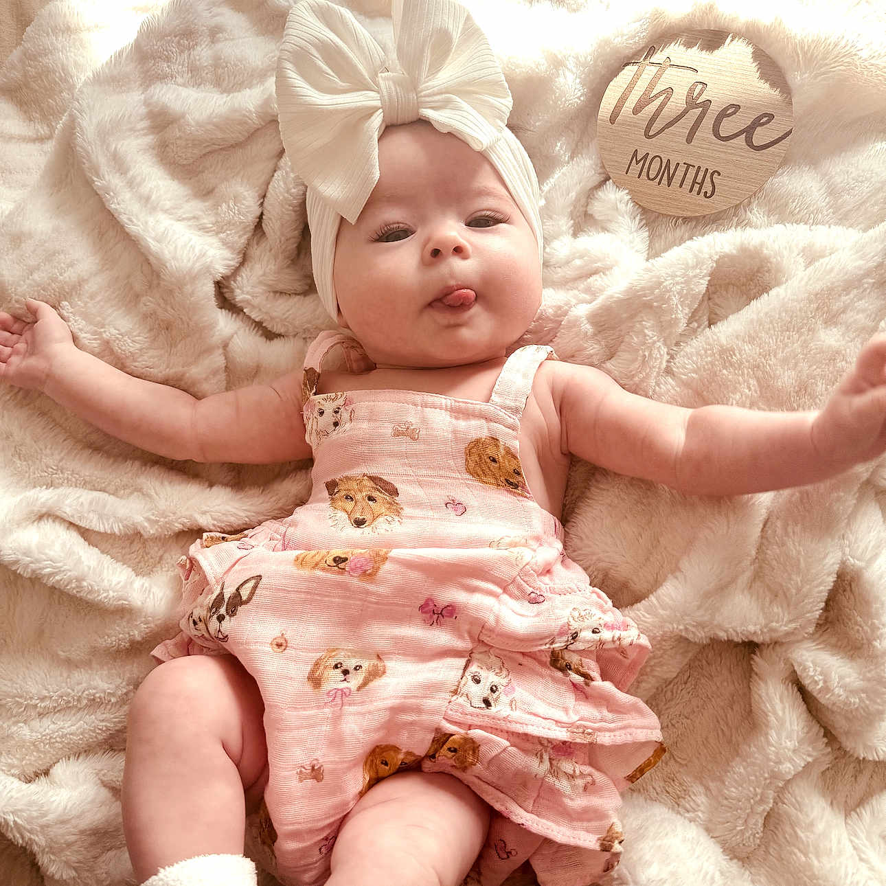 Paisley joined the competition — help win amazing prizes! baby, bed, blanket, bodypart, bonnet, clothing, couch, dress, face, finger, furniture, hand, hat, head, newborn, person, photography, portrait, quilt, toy