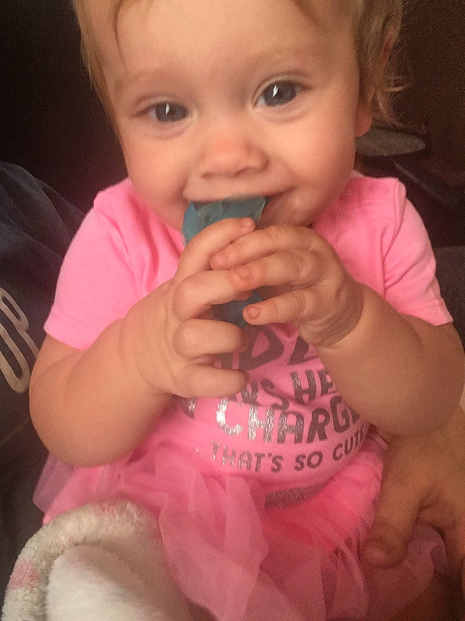 Cambrie is registered to the contest to win money with this photo: baby, baby_products, cheek, child, eye, face, finger, fun, lip, mouth, nose, person, pink, skin, smile, toddler