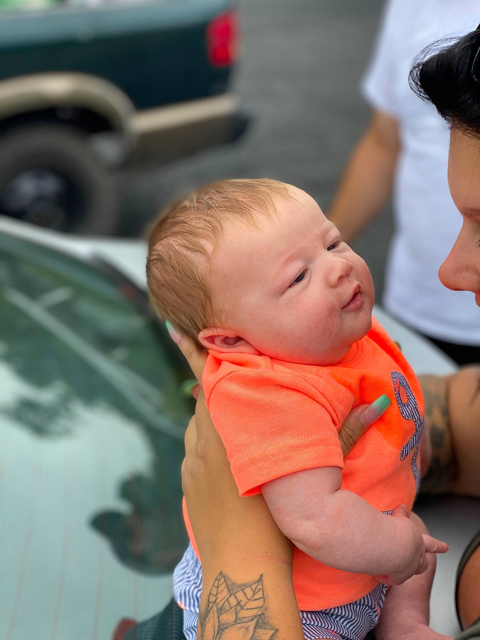 Maverick is registered to the contest to win money with this photo: auto_part, baby, car, cheek, child, family_car, fun, leg, person, skin, toddler, vacation, vehicle