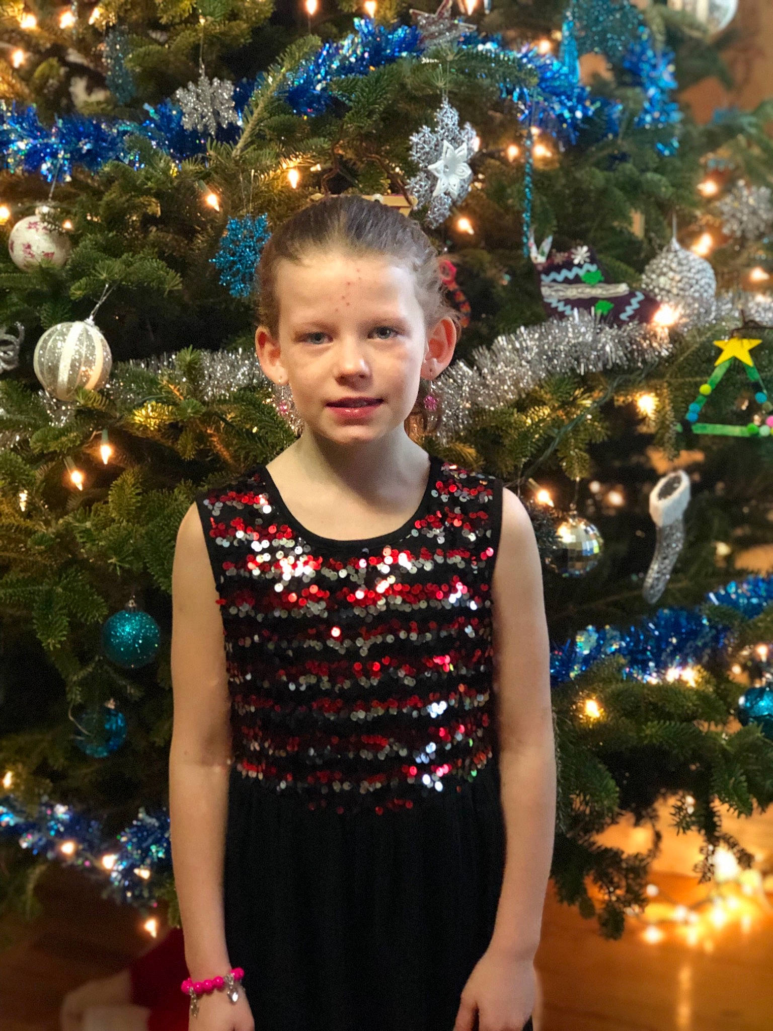 Nevaeh joined the competition — help win amazing prizes! christmas, christmas_decoration, christmas_ornament, christmas_tree, decor, event, girl, holiday, person, tradition, tree