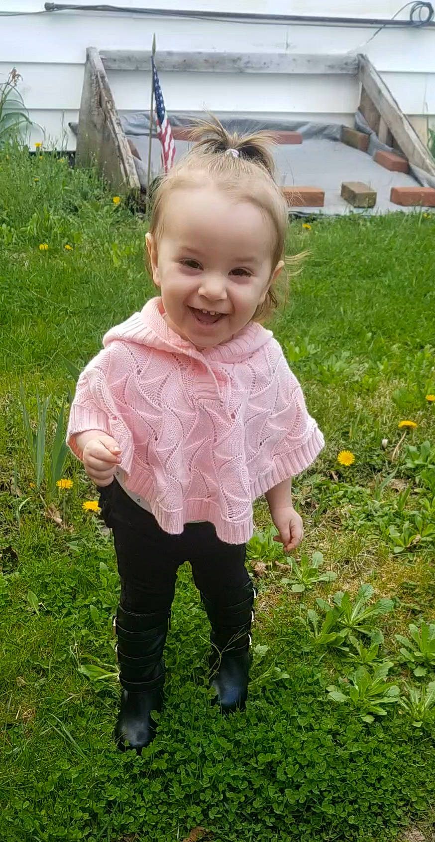 Cambria is registered to the contest to win money with this photo: baby, child, grass, grass_family, joy, lawn, meadow, outerwear, person, pink, plant, play, skin, sleeve, smile, toddler