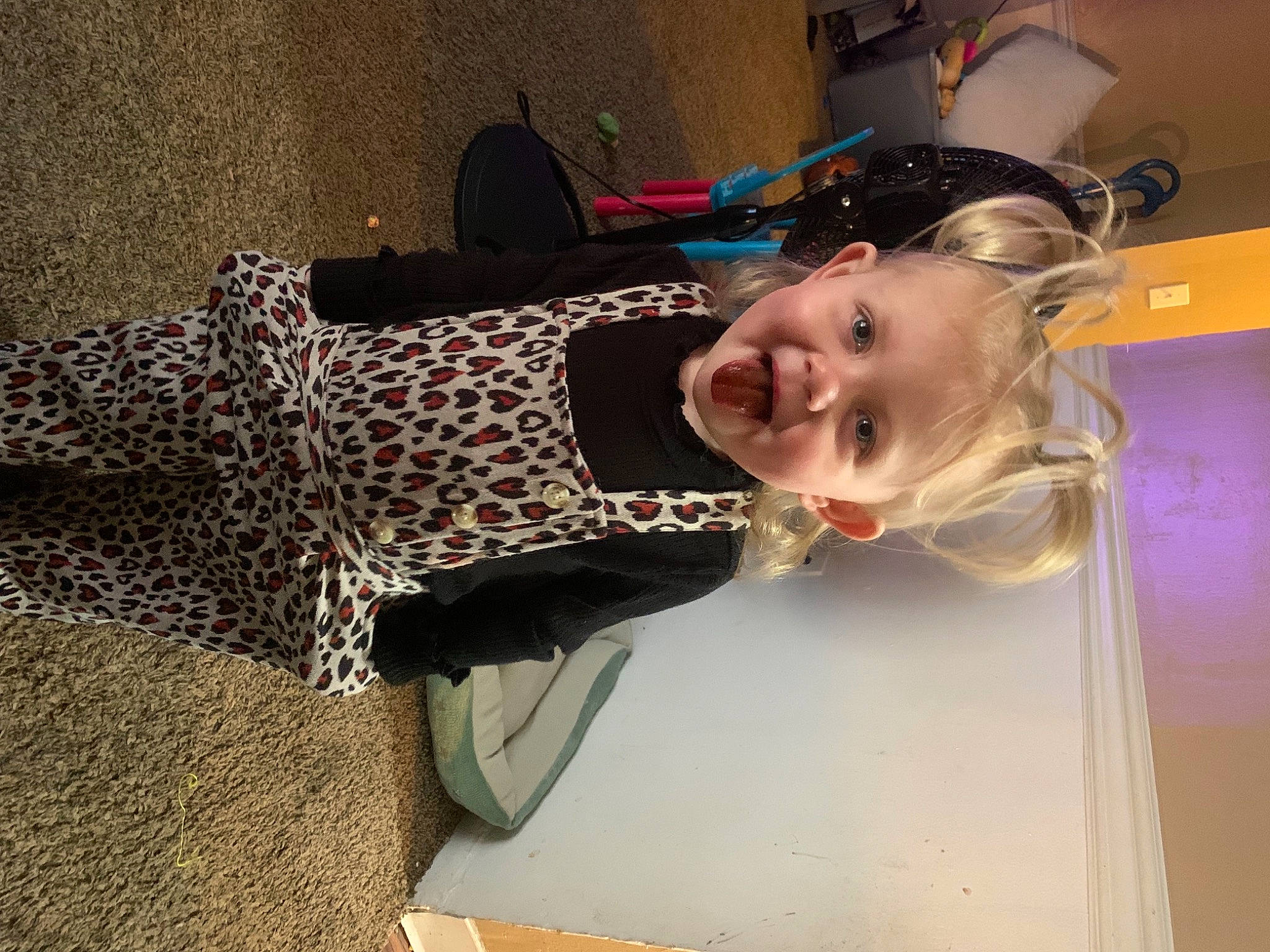 Lundynn joined the competition — help win amazing prizes! auto_part, car, child, fashion_accessory, fun, happy, laugh, magenta, pattern, person, room, smile, toddler, vehicle_door, window