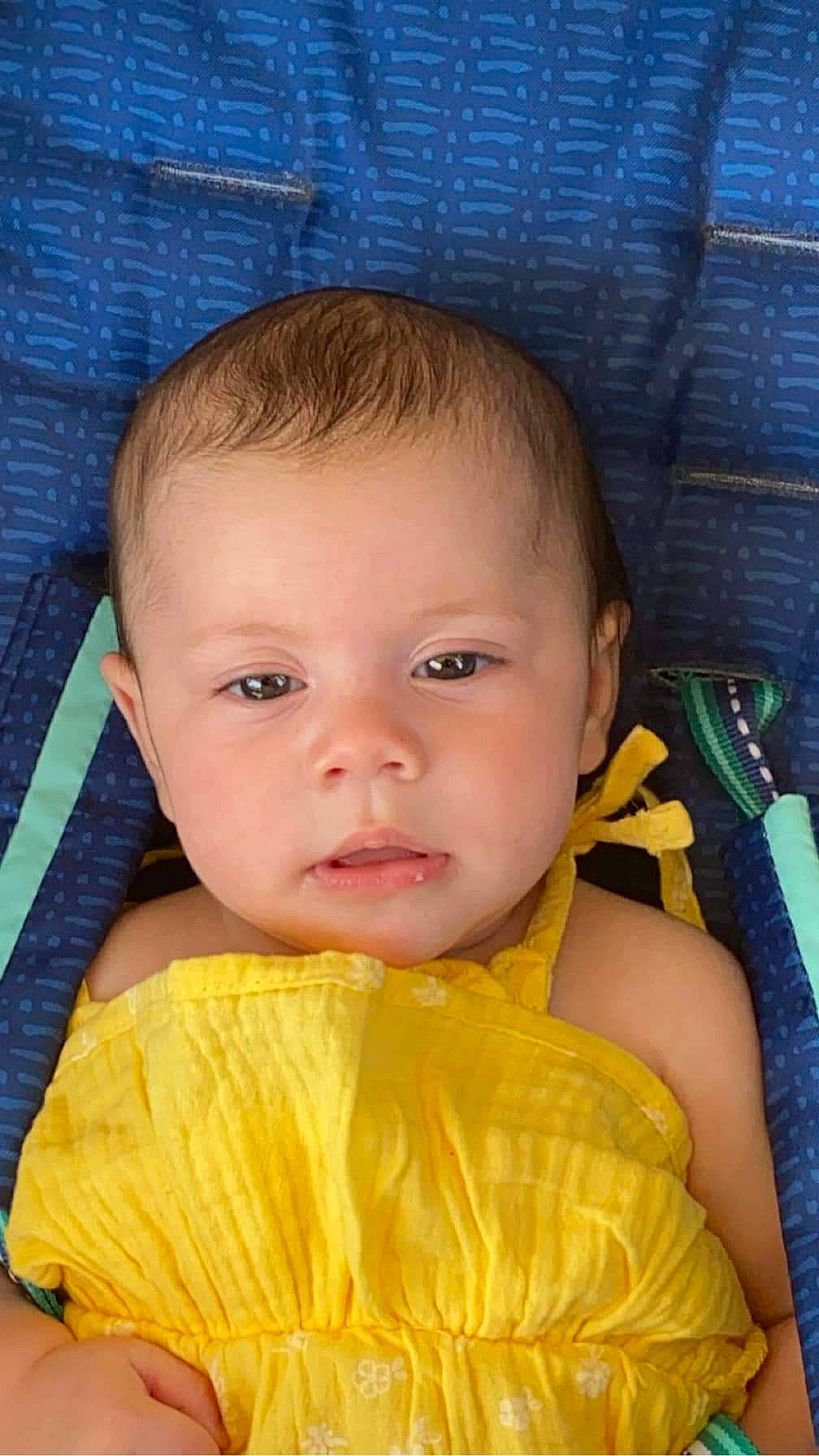 Avianna joined the competition — help win amazing prizes! baby, baby_toddler_clothing, blue, cheek, chin, comfort, eye, eyebrow, face, facial_expression, fun, hairstyle, happy, head, iris, mouth, nose, person, skin, smile