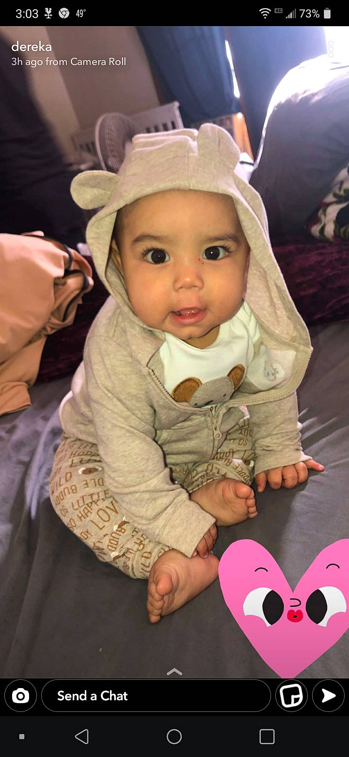 Andre joined the competition — help win amazing prizes! baby, baby_toddler_clothing, cheek, eye, face, facial_expression, hairstyle, hat, head, headwear, iris, lip, mammal, nose, organ, person, pink, skin, sleeve, toddler