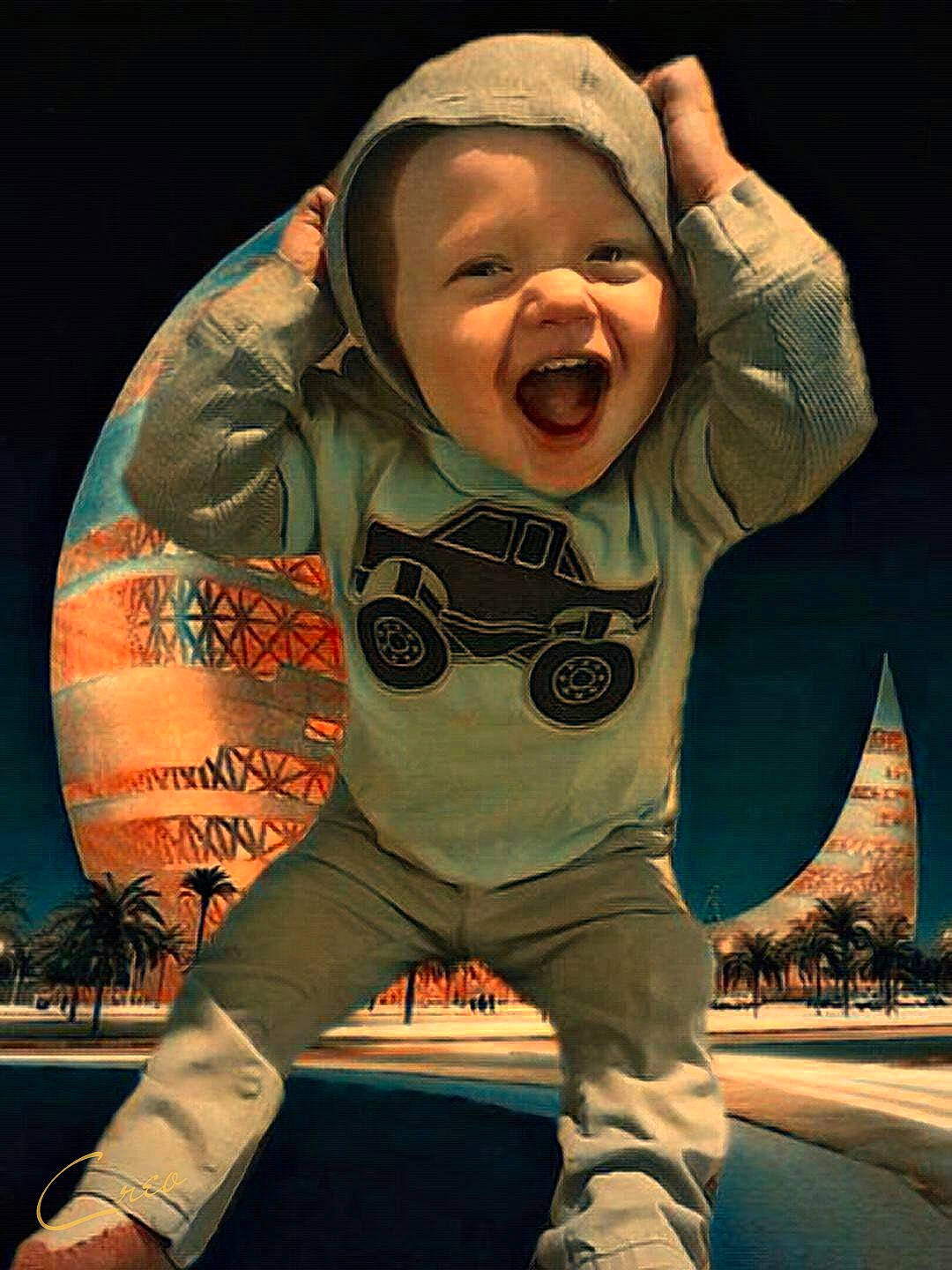 Ayden is registered to the contest to win money with this photo: arm, baby, cheek, child, cool, fun, mouth, person, toddler