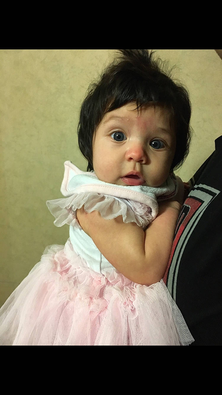 Gwendolyn is registered to the contest to win money with this photo: brown_hair, cheek, child, eye, fun, girl, hairstyle, human, infant, mouth, nose, person, portrait, product, skin, smile, toddler