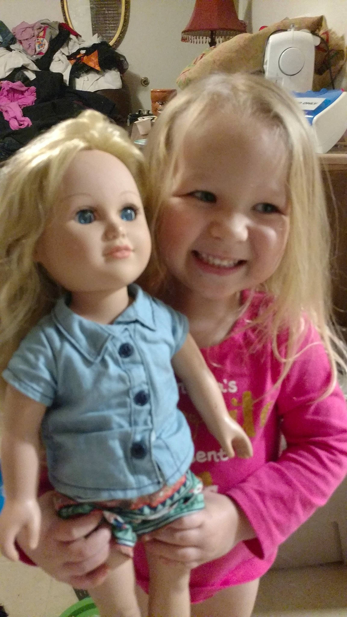 Adasyn joined the competition — help win amazing prizes! blond, brown_hair, cheek, child, daughter, doll, face, gesture, hair, head, iris, joy, people, person, sibling, skin, smile, toddler, toy