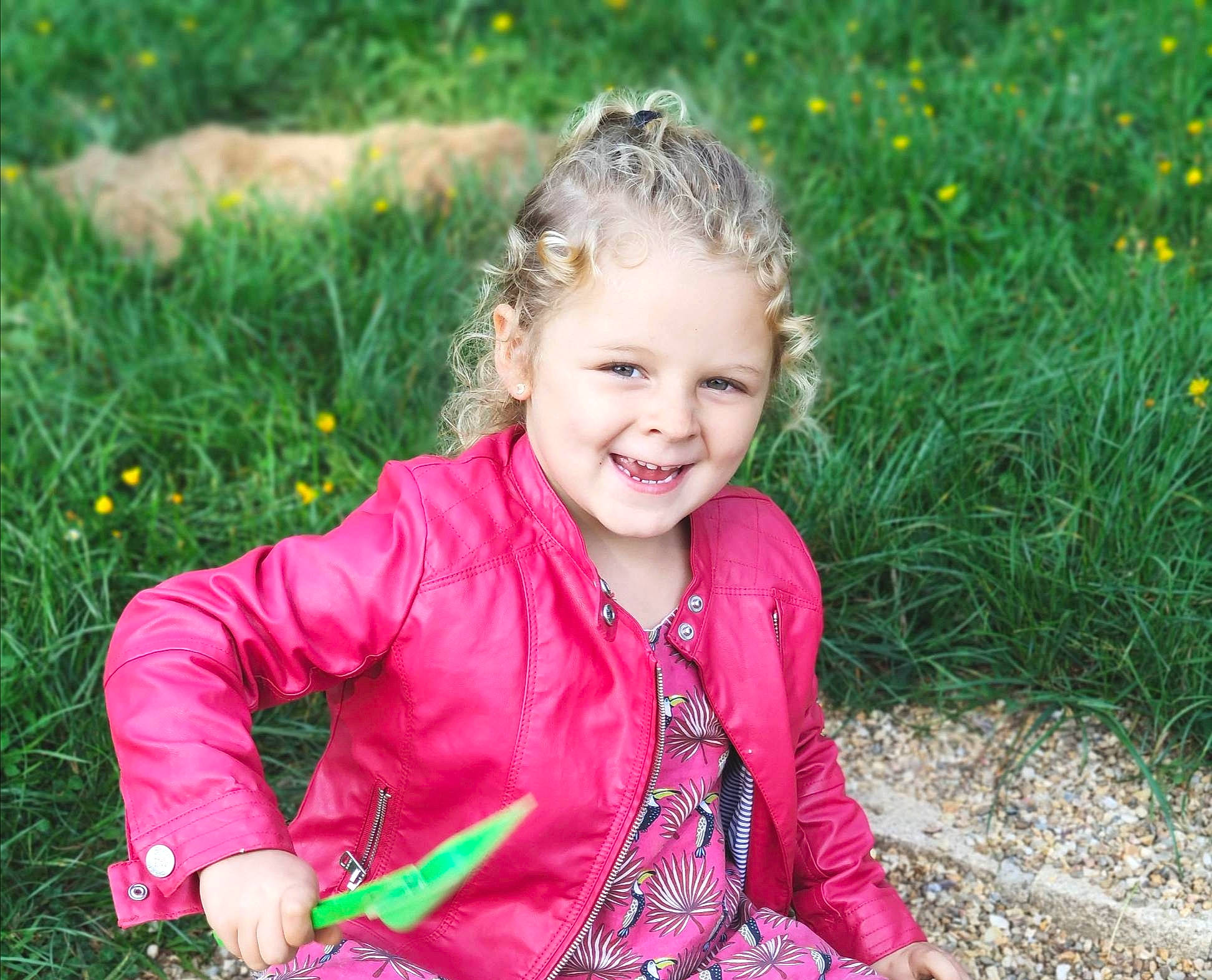 Lilly a rejoint le concours — aidez-le/la à gagner de superbes lots ! child, child_model, fun, grass, happy, joy, meadow, people_in_nature, person, photography, pink, plant, play, portrait_photography, sitting, smile, spring, toddler