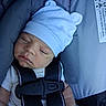 Alex joined the competition — help win amazing prizes! baby, sleeping, hat, bear_ears, car_seat, harness, child, infant, cute, resting, soft, grey, white_clothing, closeup, indoors, safety, peaceful, newborn, face, portrait
