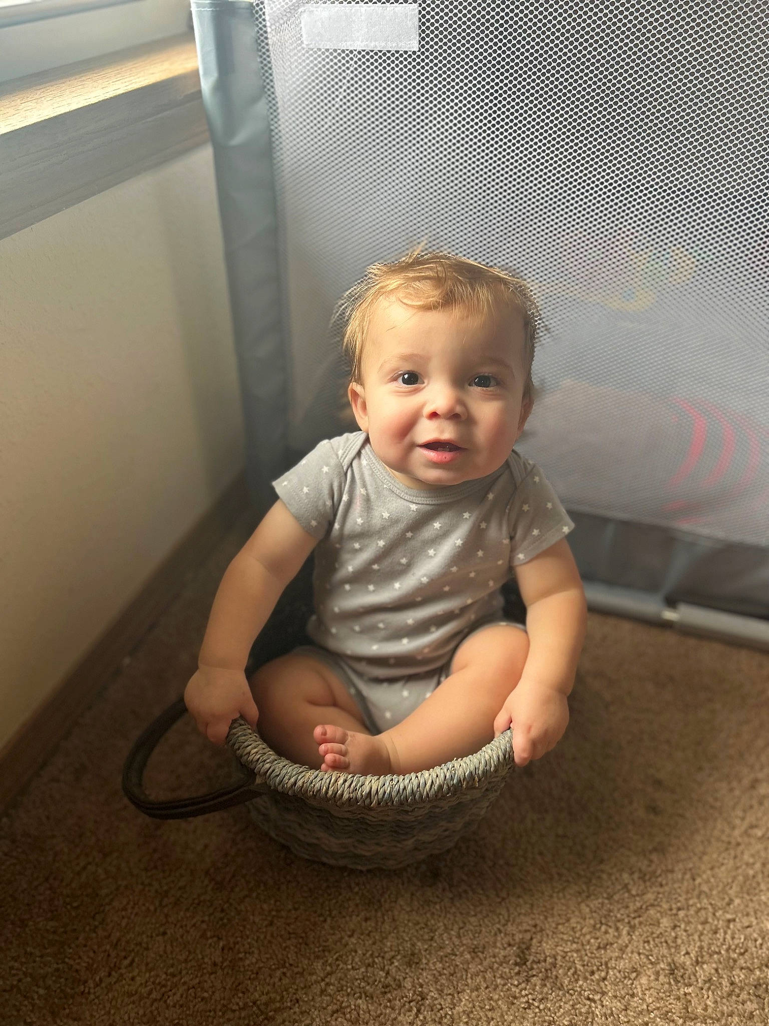 Ezra joined the competition — help win amazing prizes! baby, baby_toddler_clothing, cheek, child, comfort, flash_photography, floor, flooring, foot, fun, hardwood, human_leg, knee, person, play, room, sitting, smile, tints_and_shades, toddler