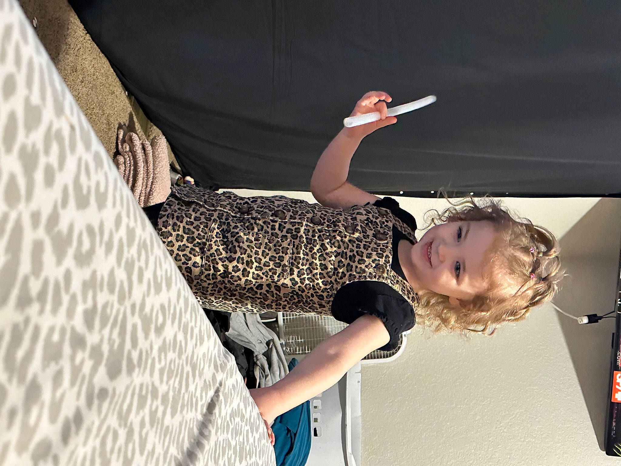 Jailynn joined the competition — help win amazing prizes! arm, blond, child, elbow, entertainment, fashion_design, flash_photography, fun, happy, human_leg, joy, knee, leisure, pattern, performing_arts, person, plant, sitting, t_shirt, thigh