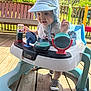 Rylan is registered to the contest to win money with this photo: baby, child, walker, hat, toy, outdoor, deck, sunlight, play, smile, footwear, wood, fence, greenery, summer, daylight, clothing, activity, infant, happy