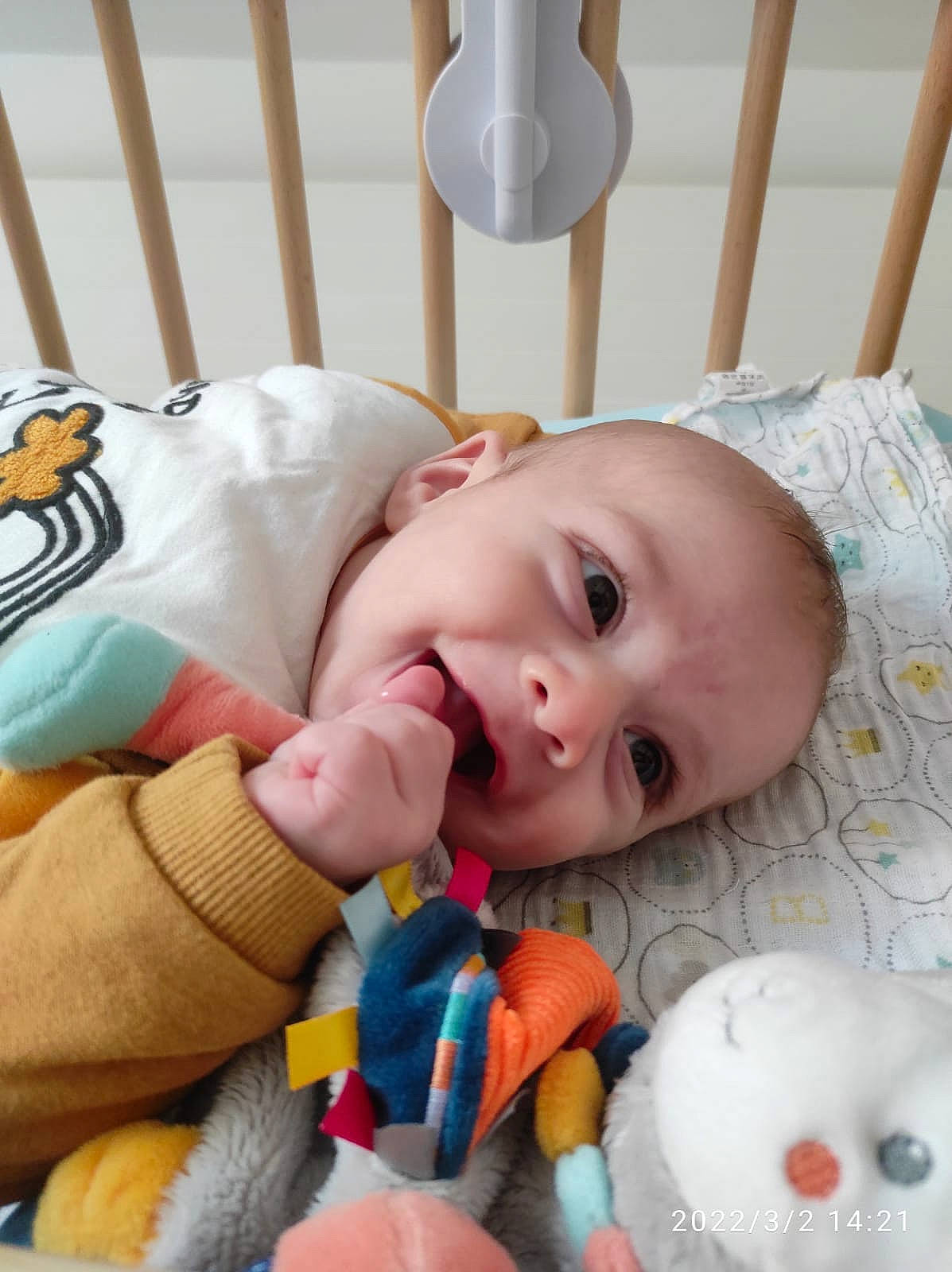 Ayden a rejoint le concours — aidez-le/la à gagner de superbes lots ! baby, baby_safety, baby_toddler_clothing, cheek, child, comfort, eye, facial_expression, happy, head, mouth, nose, people, person, photograph, product, skin, smile, textile, toddler