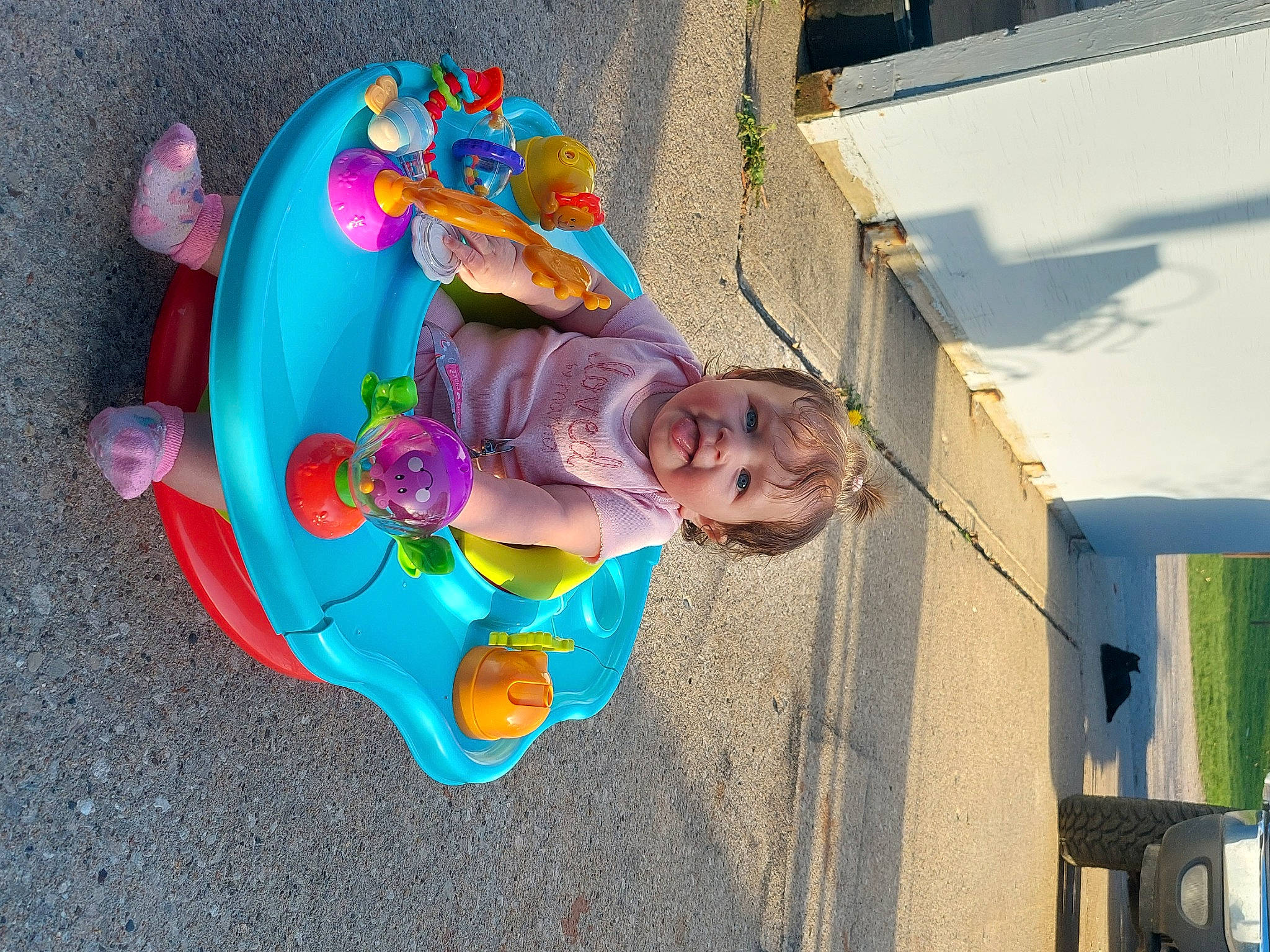 Kaylee joined the competition — help win amazing prizes! baby, blue, child, city, fun, happy, leisure, magenta, party_supply, person, pink, plastic, play, recreation, smile, toddler, toy, vacation, visual_arts