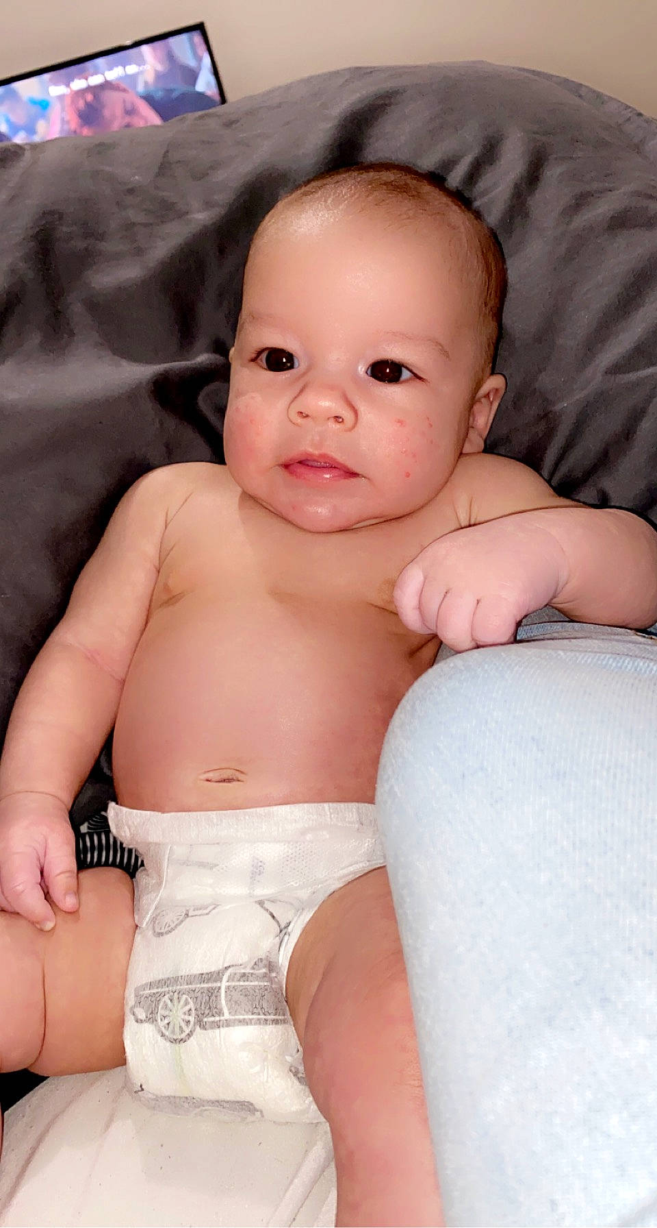 Madden joined the competition — help win amazing prizes! arm, baby, cheek, comfort, eye, eyebrow, eyelash, finger, human_body, iris, lip, mouth, muscle, neck, nose, person, pink, skin, smile, stomach