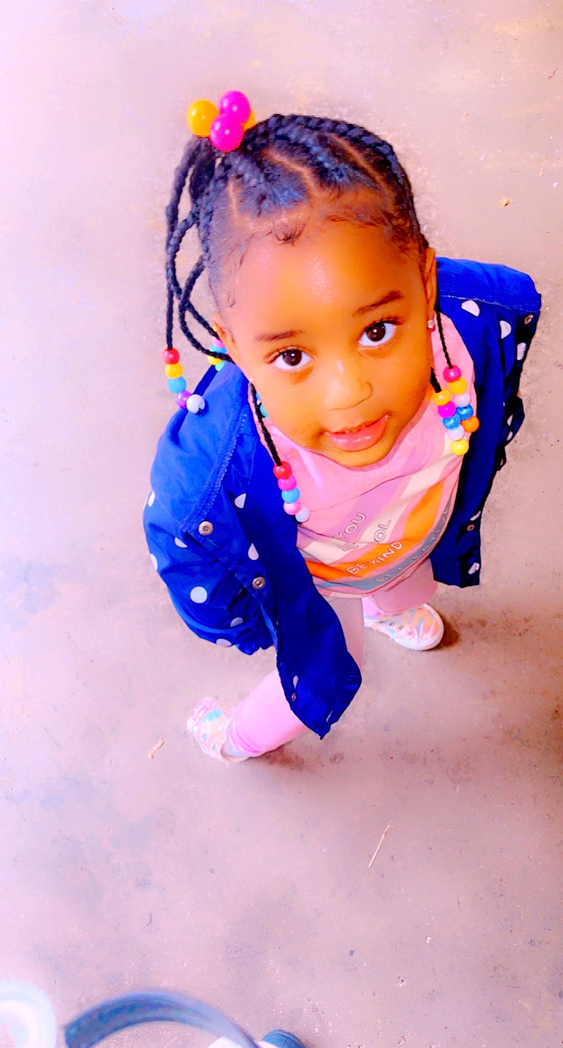 Kimaria joined the competition — help win amazing prizes! baby_toddler_clothing, cheek, child, electric_blue, fashion_accessory, fun, hair, hair_tie, hairstyle, happy, head, headband, magenta, paint, person, pink, play, purple, sleeve, toddler