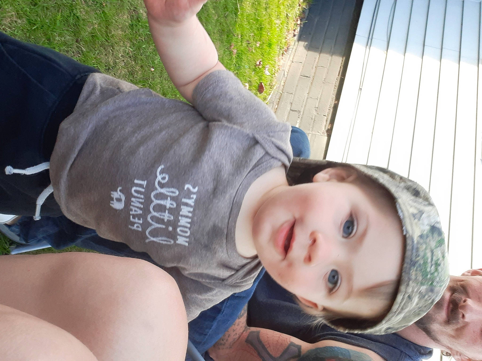 Deklyn joined the competition — help win amazing prizes! baby, comfort, cool, elbow, finger, fun, gesture, grass, happy, headwear, human_leg, joint, knee, leisure, mammal, person, plant, sitting, thigh, toddler