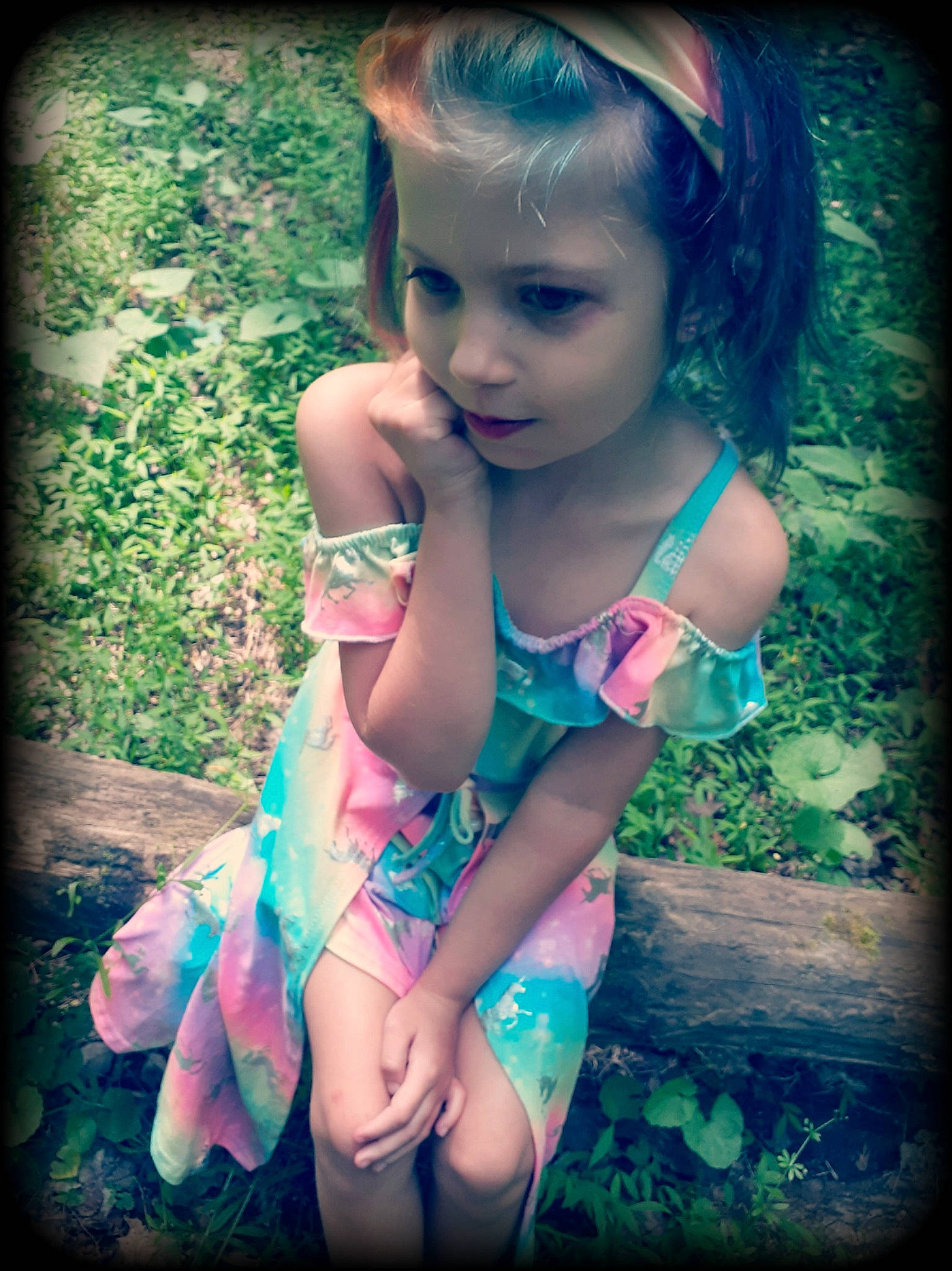 Aleecya joined the competition — help win amazing prizes! aqua, baby_toddler_clothing, blue, cool, dress, eyelash, flash_photography, grass, green, hair, happy, head, iris, lip, magenta, people_in_nature, person, pink, purple, skin