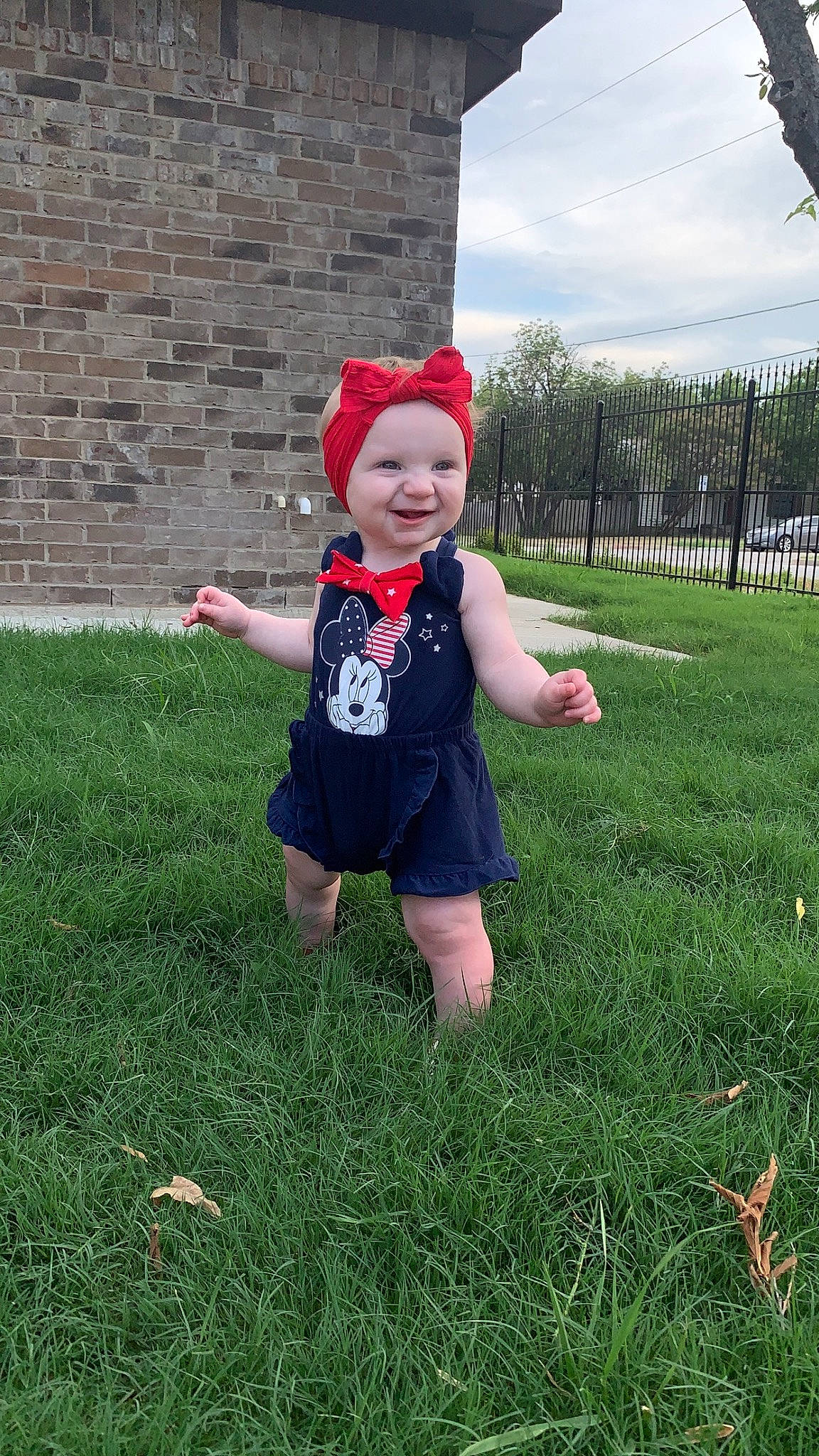 Brynleigh is registered to the contest to win money with this photo: baby, ball, child, cloud, fun, grass, grassland, happy, hat, headgear, headwear, joy, lawn, leisure, people_in_nature, person, plant, recreation, sky, smile