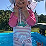 Mya participe au concours pour gagner de l'argent avec cette photo : blue, child, daytime, doll, grass, happy, house, nature, outdoor, pink, playing, pool, smiling, summer, sunhat, sunny, swimsuit, toddler, toy, water