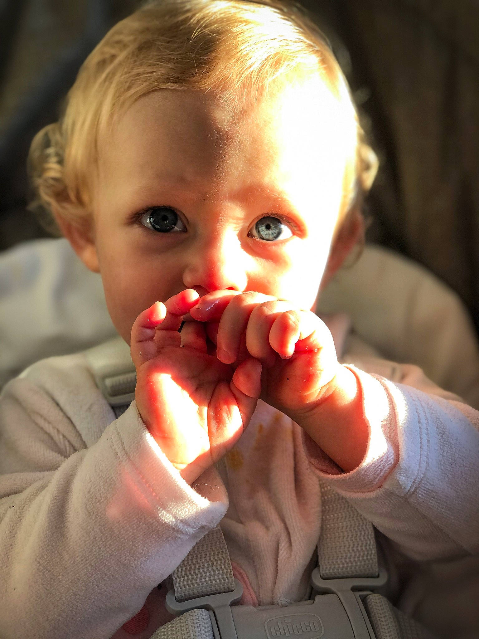 Victoria a rejoint le concours — aidez-le/la à gagner de superbes lots ! baby, cheek, chin, close_up, ear, eyelash, finger, flash_photography, fun, gesture, hand, happy, iris, lip, mouth, nose, person, skin, thumb, toddler