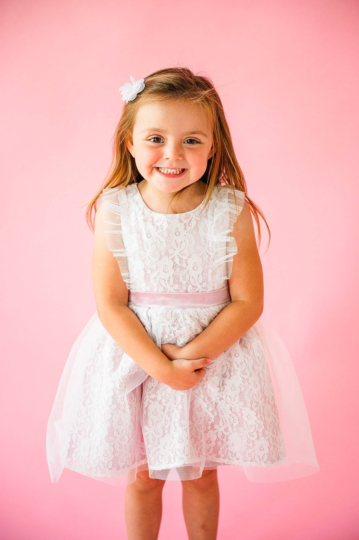 Ensley joined the competition — help win amazing prizes! arm, baby_toddler_clothing, beauty, clothing, day_dress, dress, embellishment, flash_photography, formal_wear, fun, happy, human_body, iris, joy, magenta, one_piece_garment, person, pink, skin, sleeve