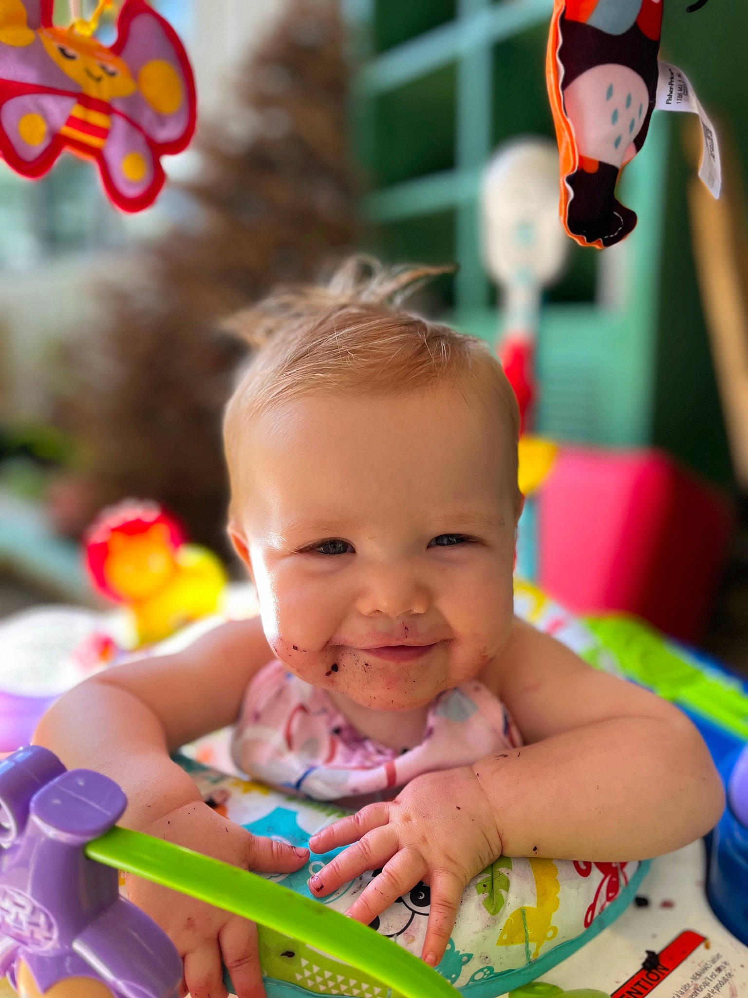 Daisey joined the competition — help win amazing prizes! baby, baby_playing_with_toys, facial_expression, fun, green, happy, joy, leisure, light, people, person, photograph, product, recreation, red, skin, smile, snapshot, summer, toddler