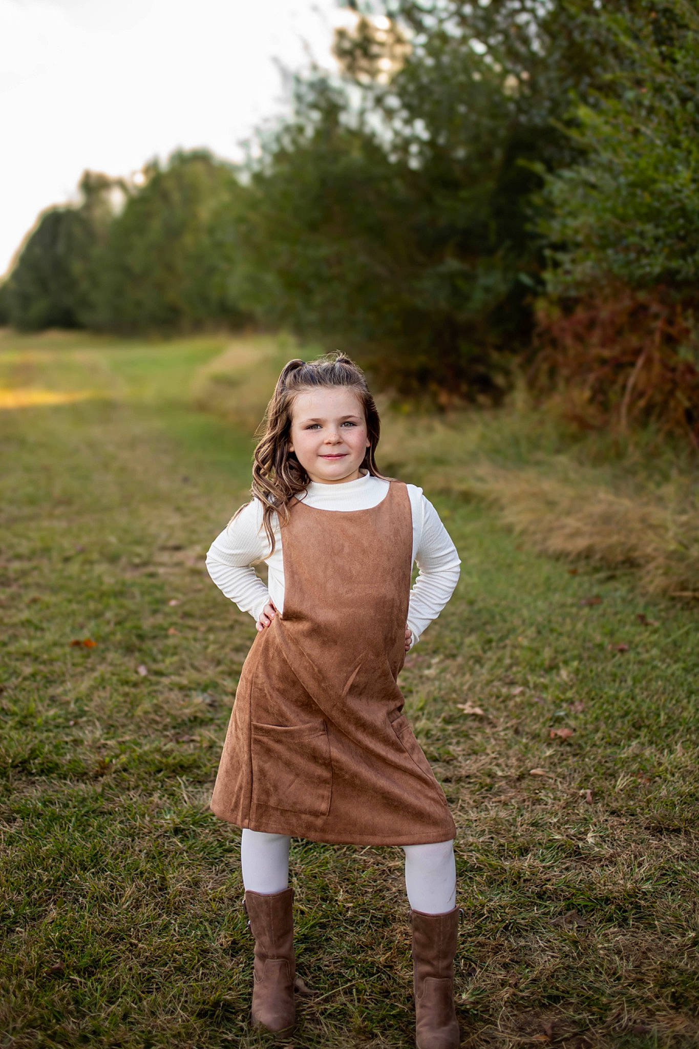 Briella joined the competition — help win amazing prizes! blond, boot, brown_hair, flash_photography, forest, grass, grass_family, grassland, happy, human_leg, joy, knee, landscape, leisure, meadow, people_in_nature, person, plant, sky, tree