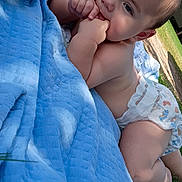 Michael joined the competition — help win amazing prizes! baby, child, diaper, blanket, outdoor, grass, sunlight, chewing, fingers, cute, infant, skin, head, face, expression, nature, summer, barefoot, crawling, playtime