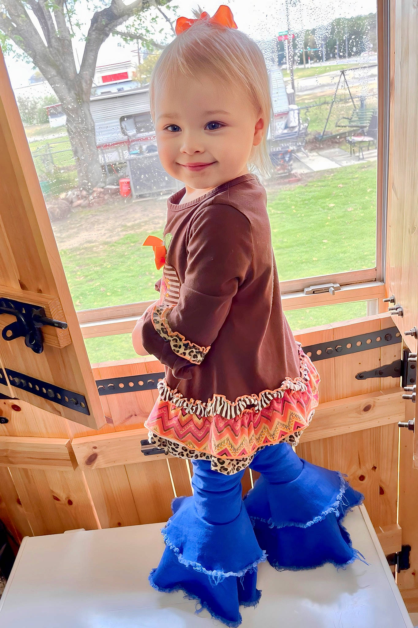 Skye joined the competition — help win amazing prizes! baby, baby_toddler_clothing, cabinetry, child, electric_blue, fun, hairstyle, happy, joy, leisure, pattern, person, plant, play, recreation, sitting, sleeve, smile, t_shirt, toddler