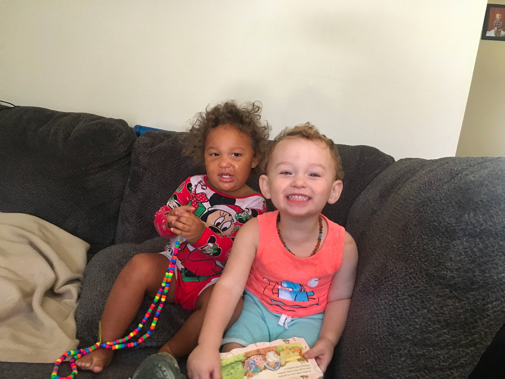 Eli joined the competition — help win amazing prizes! child, couch, daughter, family, fun, joy, lap, mother, people, person, sibling, sitting, smile, toddler, vacation