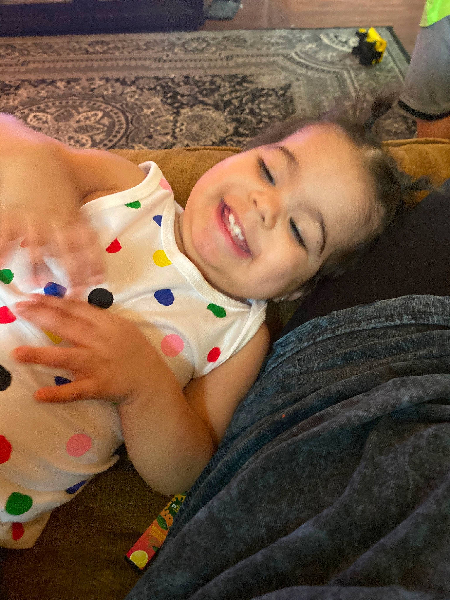 Aveah is registered to the contest to win money with this photo: baby, bedtime, cheek, child, ear, eye, face, fun, happy, joy, leg, mouth, neck, nose, person, play, skin, smile, toddler, vacation