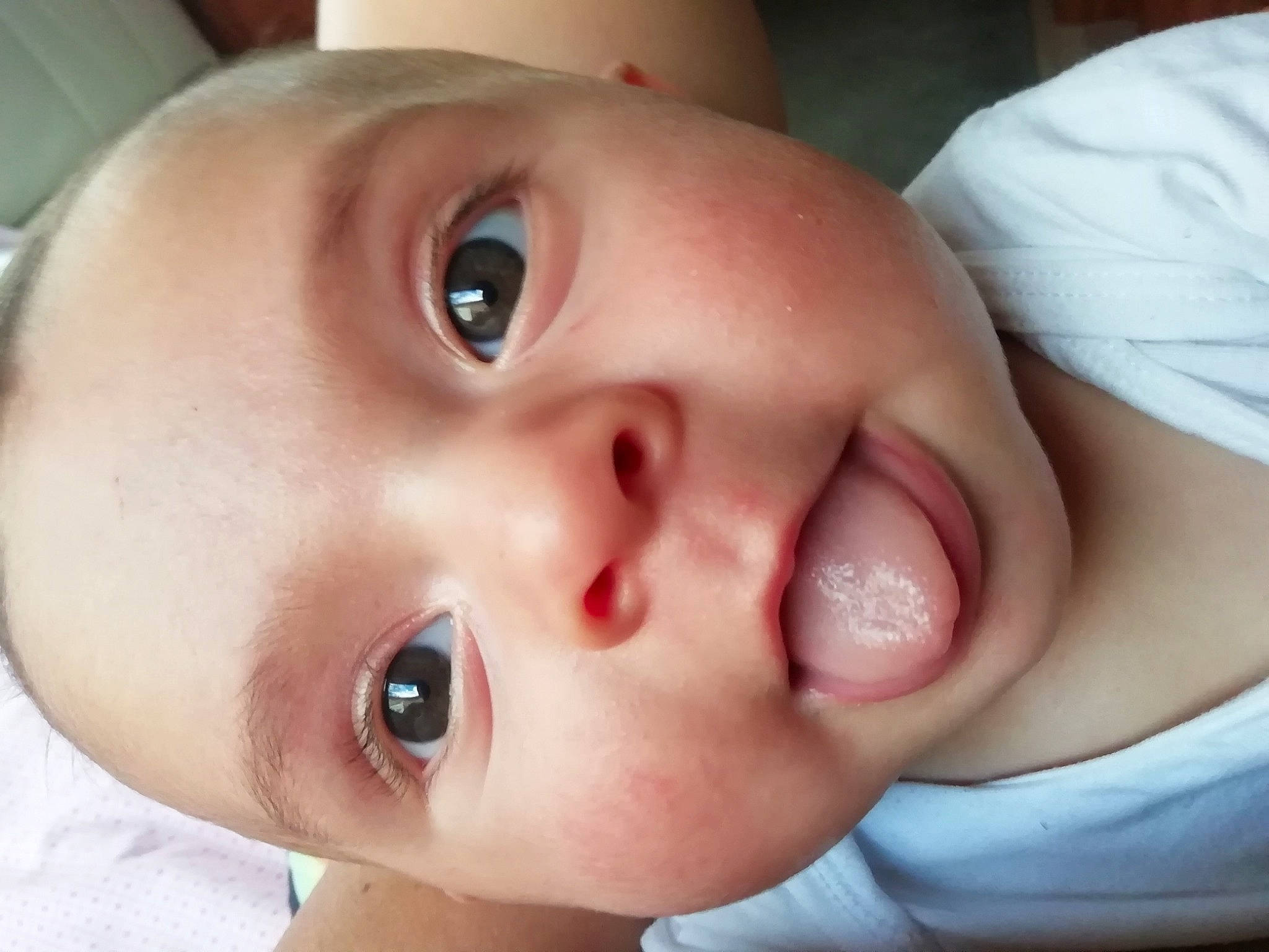 Caleb participe au concours pour gagner de l'argent avec cette photo : baby, baby_making_funny_faces, cheek, child, chin, close_up, ear, eye, eyebrow, eyelash, face, facial_expression, forehead, head, lip, mouth, nose, person, skin, smile