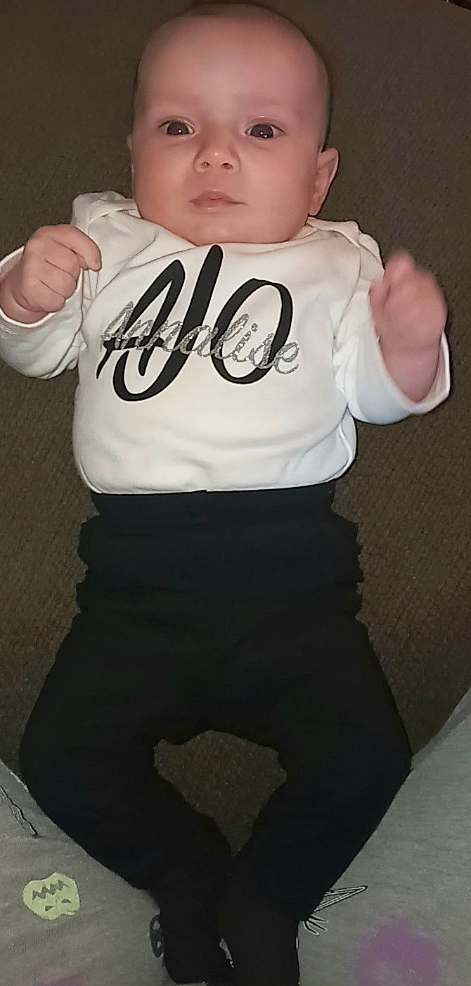 Annalise joined the competition — help win amazing prizes! baby, baby_toddler_clothing, cheek, elbow, eyelash, finger, flash_photography, gesture, hair, happy, head, human_body, neck, outerwear, person, sleeve, t_shirt, thumb, toddler, trunk