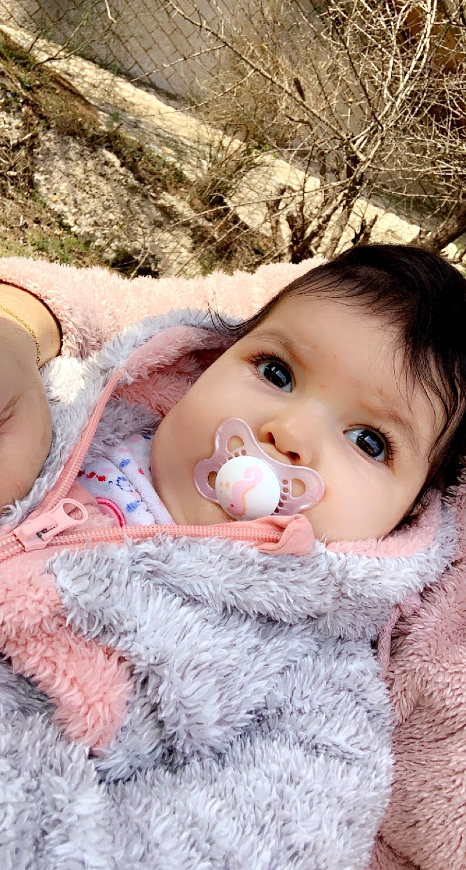 Isabel participe au concours pour gagner de l'argent avec cette photo : baby, baby_toddler_clothing, child, doll, eye, eyelash, grass, happy, head, headgear, iris, leaf, lip, person, pink, skin, textile, toddler, toy, tree