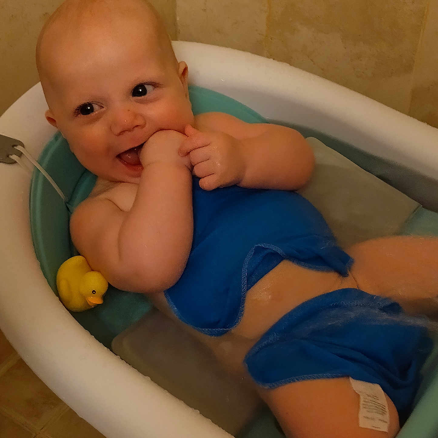 Malakai joined the competition — help win amazing prizes! baby, bathing, bathtub, bodypart, clothing, crib, face, finger, furniture, hand, happy, head, infantbed, person, photography, portrait, shorts, smile, tub