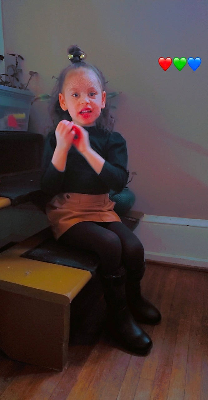 Arianna joined the competition — help win amazing prizes! chair, comfort, dress, electric_blue, face, flooring, happy, head, human_leg, joint, knee, leg, lip, neck, person, shoe, smile, standing, thigh, toddler