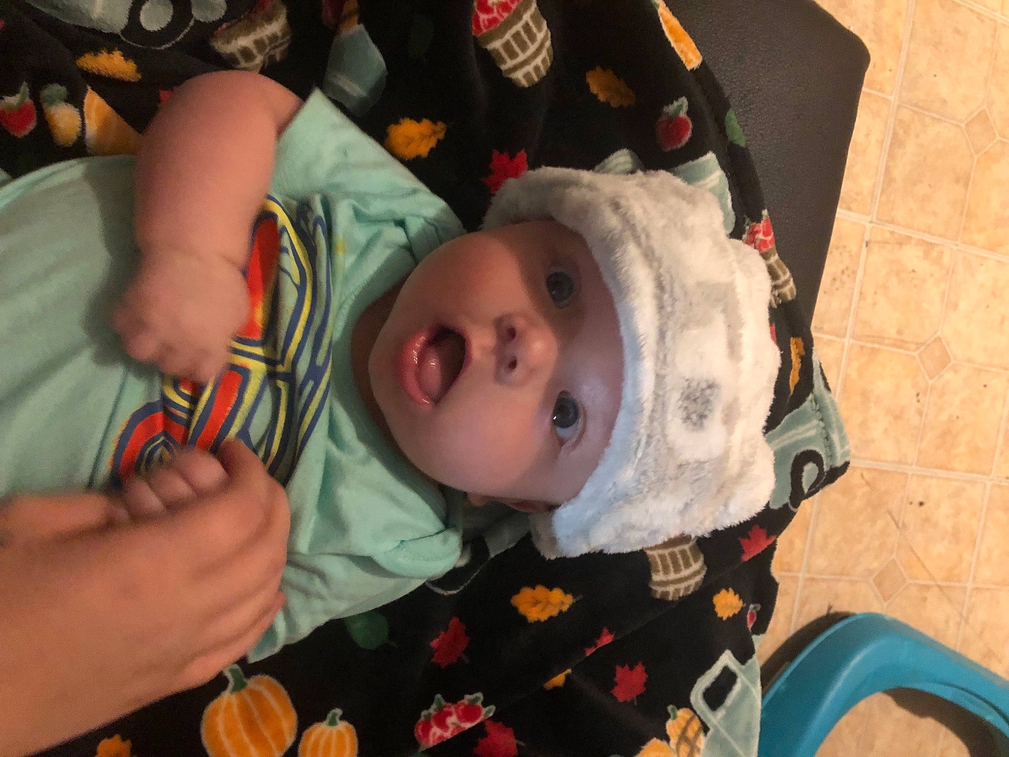 Carsyn is registered to the contest to win money with this photo: baby, baby_products, baby_toddler_clothing, cheek, child, comfort, eye, eyelash, fun, hat, head, headwear, lip, mouth, nail, nose, orange, person, room, skin