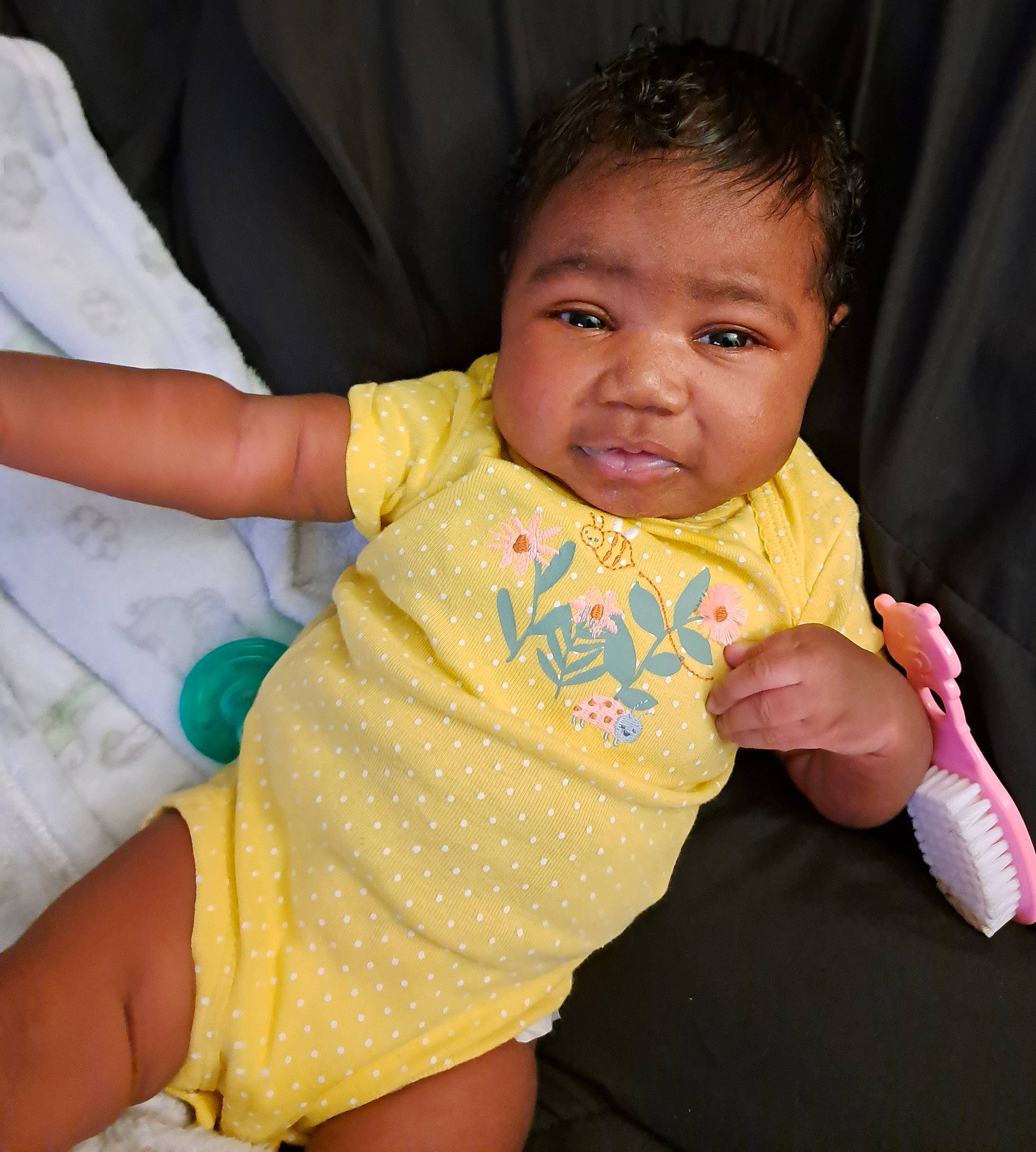 Journee joined the competition — help win amazing prizes! arm, baby, baby_toddler_clothing, cheek, chin, eye, face, finger, gesture, hair, hand, happy, head, iris, lip, mouth, neck, nose, person, skin