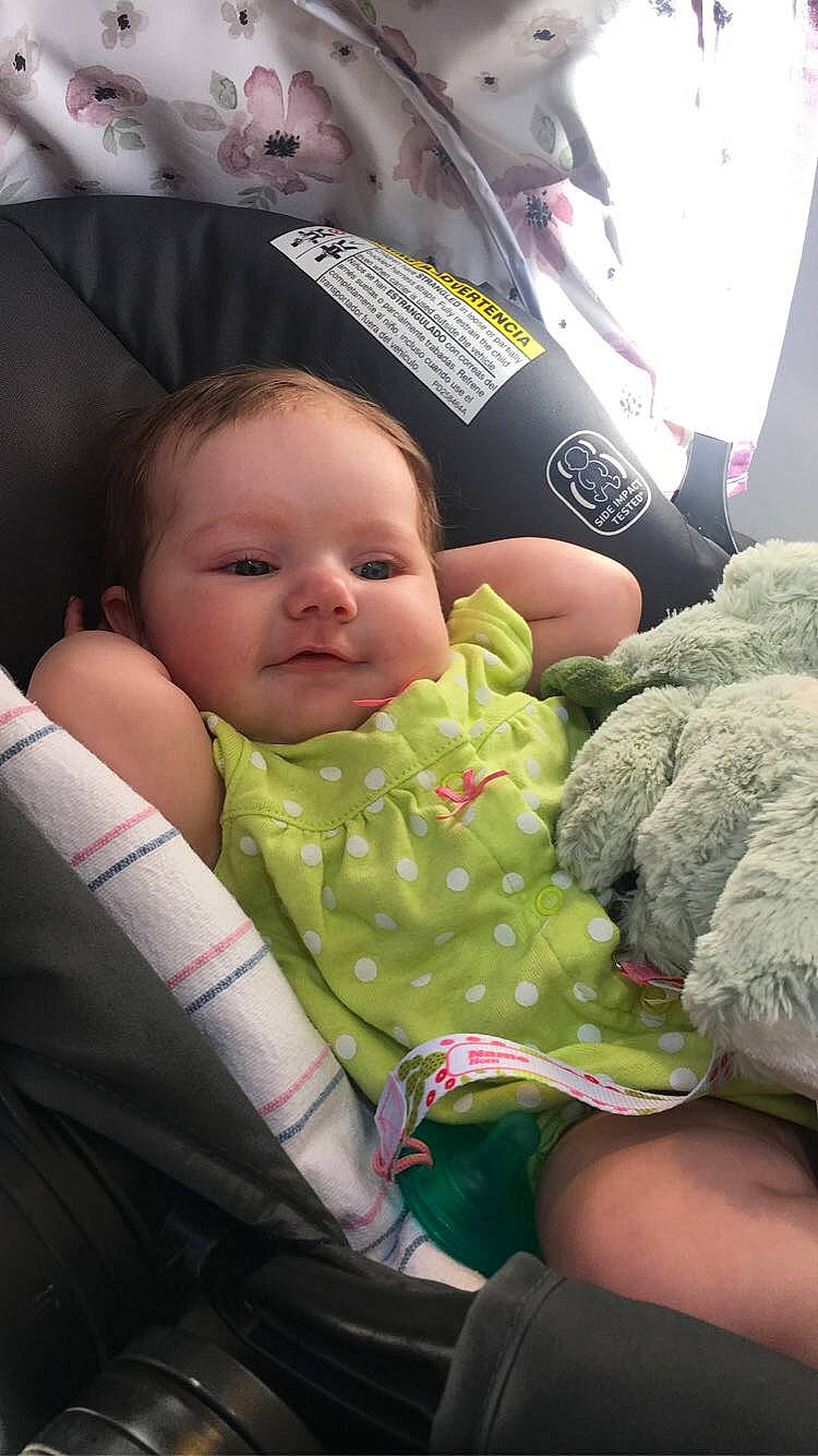 Suzannah is registered to the contest to win money with this photo: baby, baby_carriage, baby_products, baby_toddler_clothing, cheek, child, comfort, facial_expression, finger, fun, happy, lap, linens, person, sitting, skin, stuffed_toy, teddy_bear, thigh, toddler