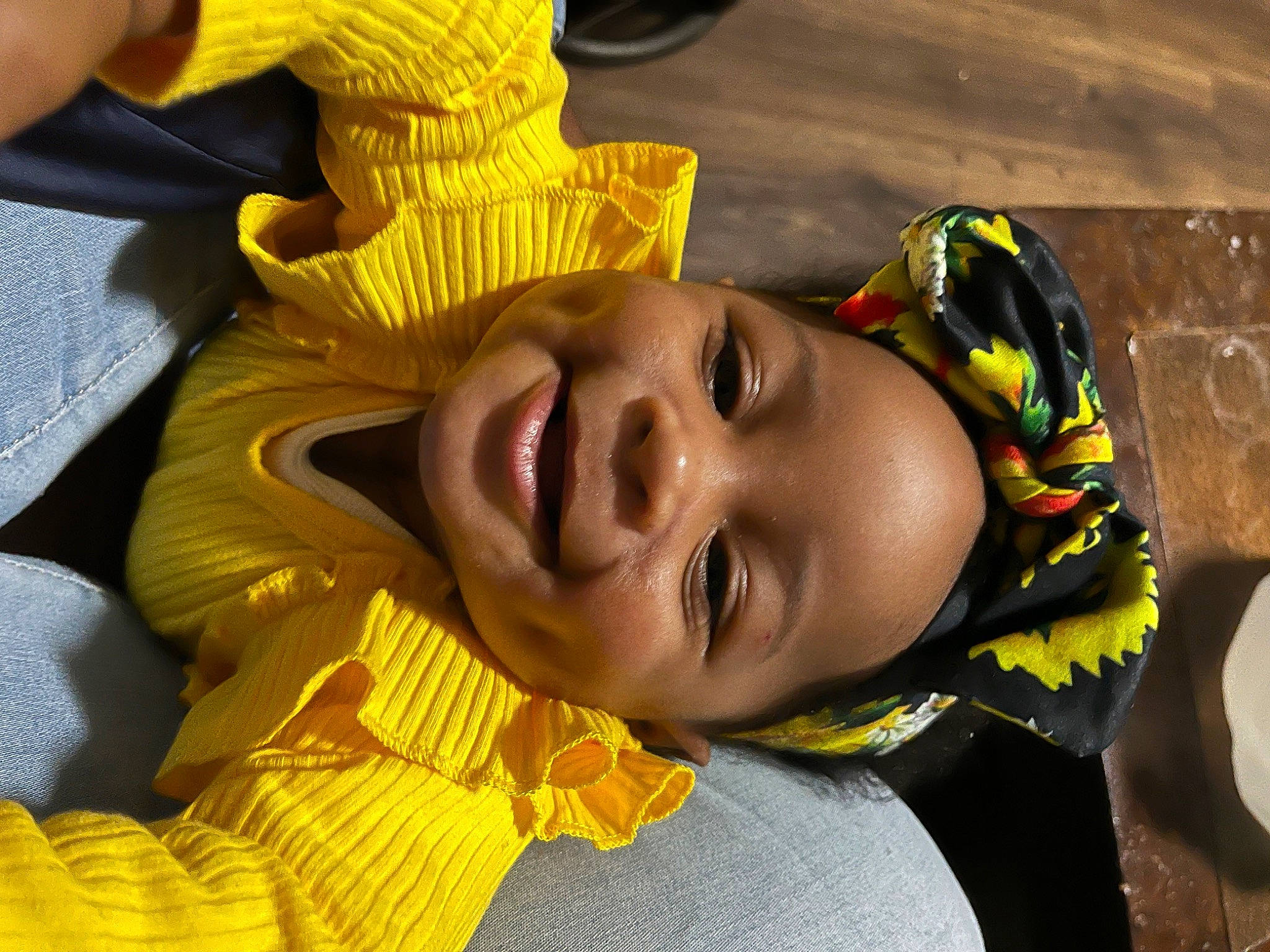 Raelyn joined the competition — help win amazing prizes! baby, child, eyelash, fashion_accessory, fun, grass, happy, laugh, leisure, person, personal_protective_equipment, selfie, smile, toddler, yellow