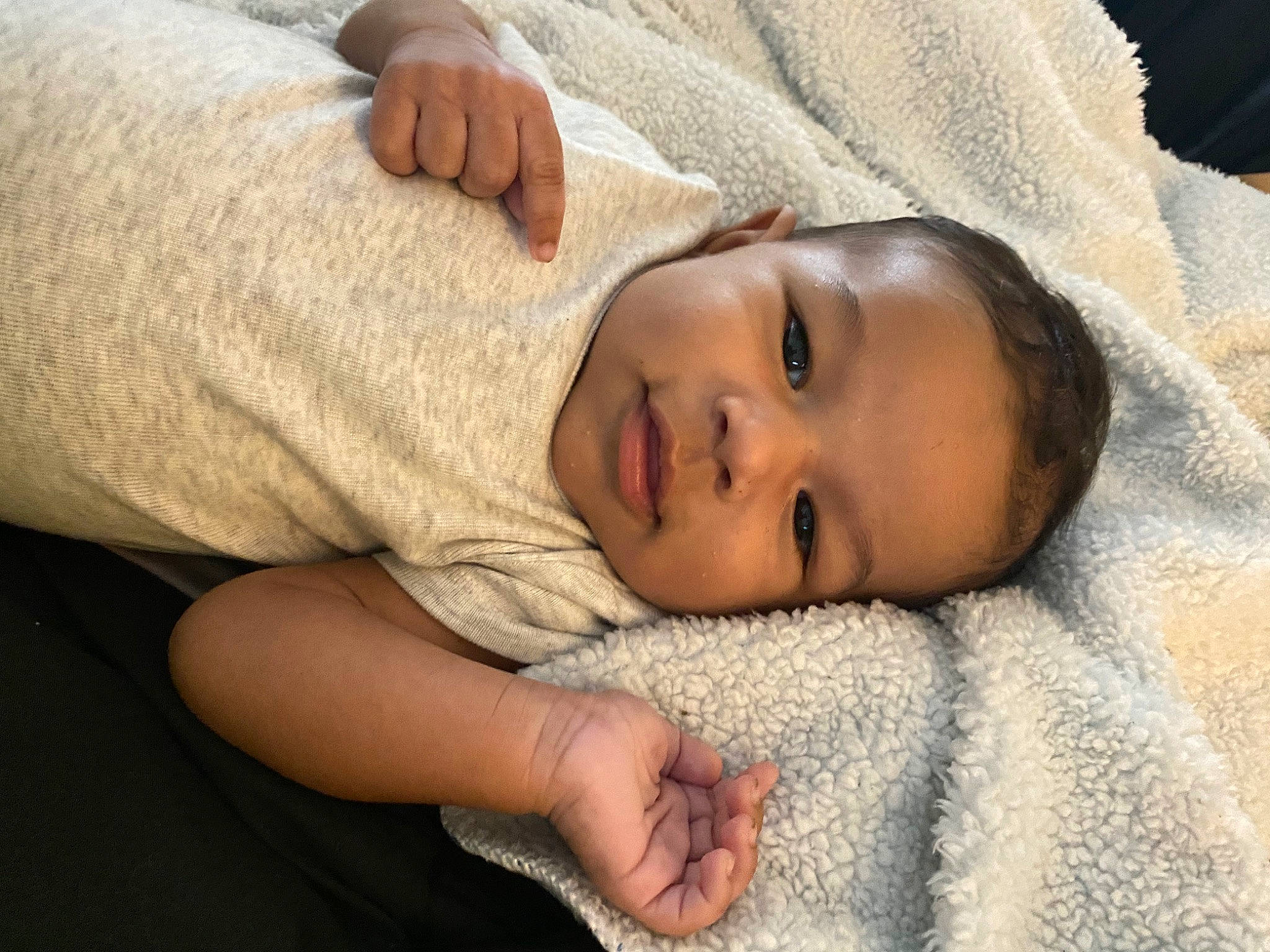 Kenny joined the competition — help win amazing prizes! baby, bedding, child, chin, comfort, eye, eyebrow, face, grass, happy, head, iris, linens, lip, mammal, nose, person, skin, sleeve, smile
