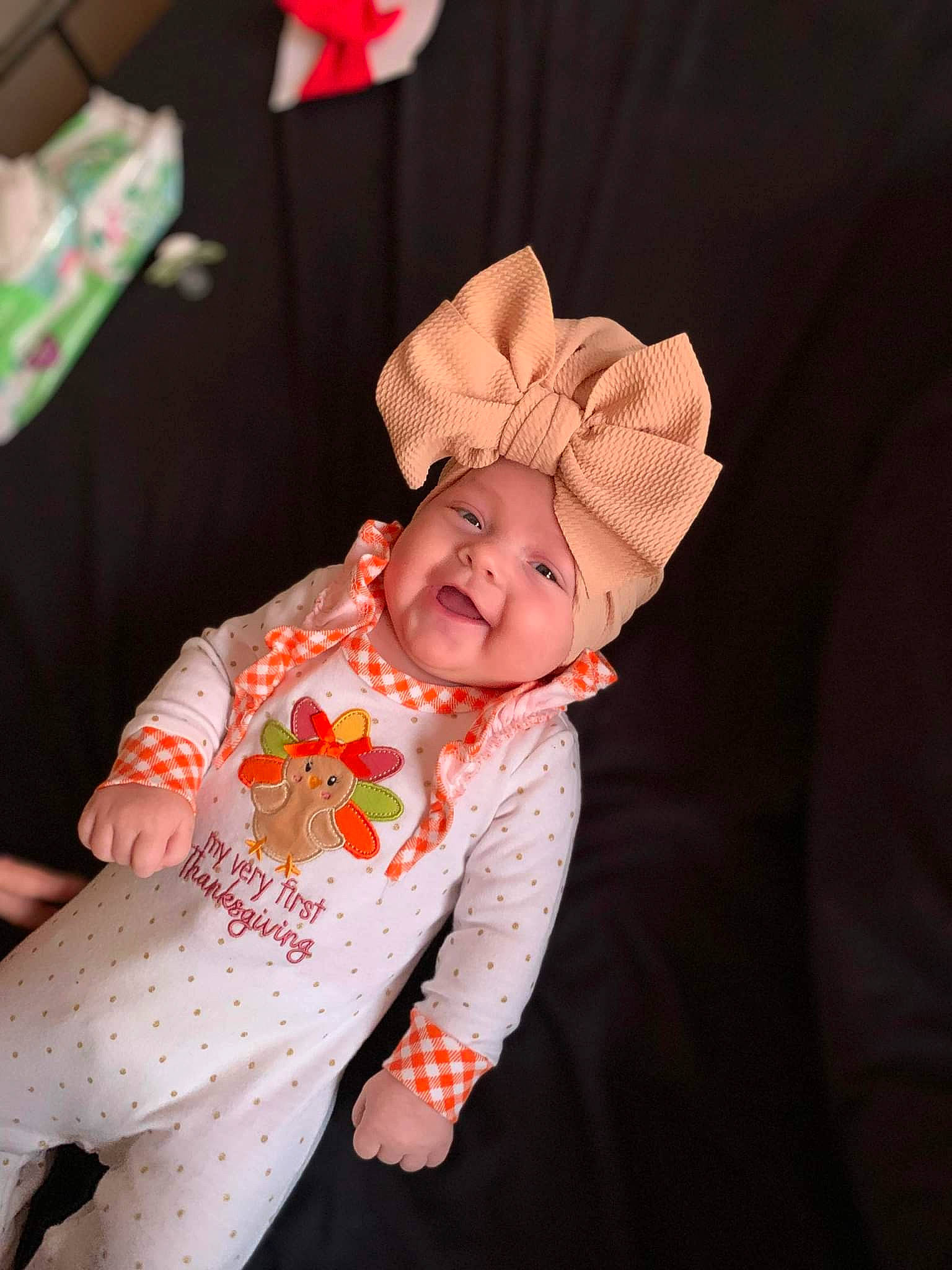 Novalynn joined the competition — help win amazing prizes! baby, baby_toddler_clothing, carmine, child, costume, costume_hat, event, face, fun, happy, hat, head, headwear, orange, pattern, peach, person, pink, skin, sleeve